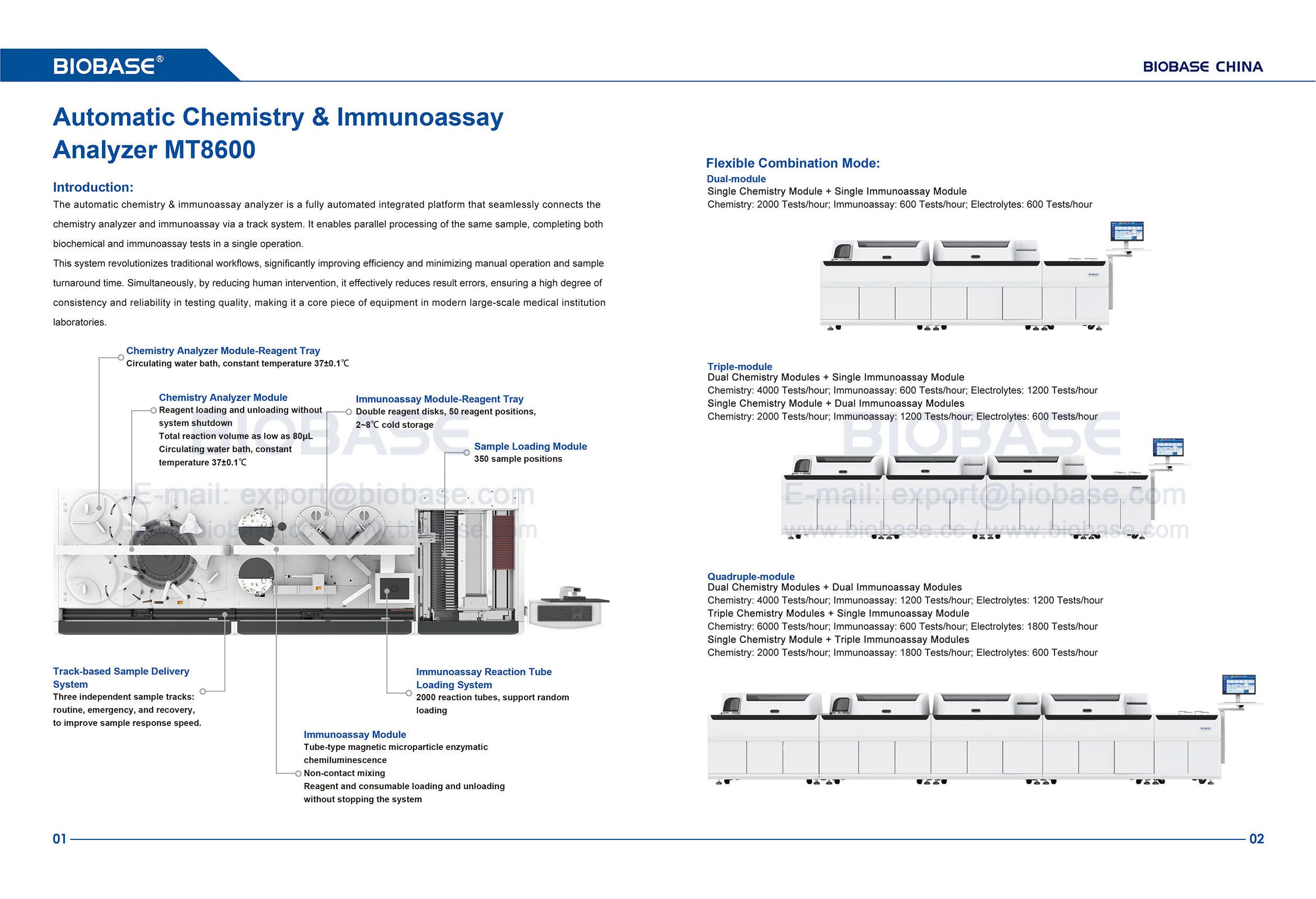 01-02 Automatic Chemistry & Immunoassay Analyzer MT8600