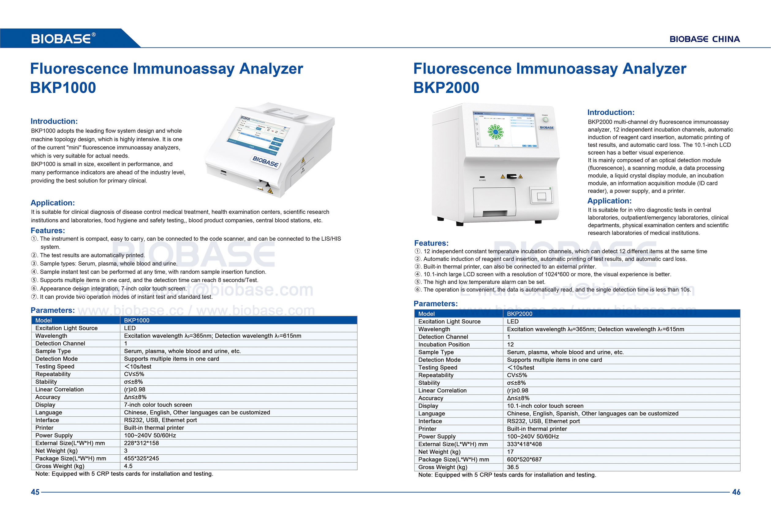 45-46 Fluorescence Immunoassay Analyzer BKP1000&BKP2000