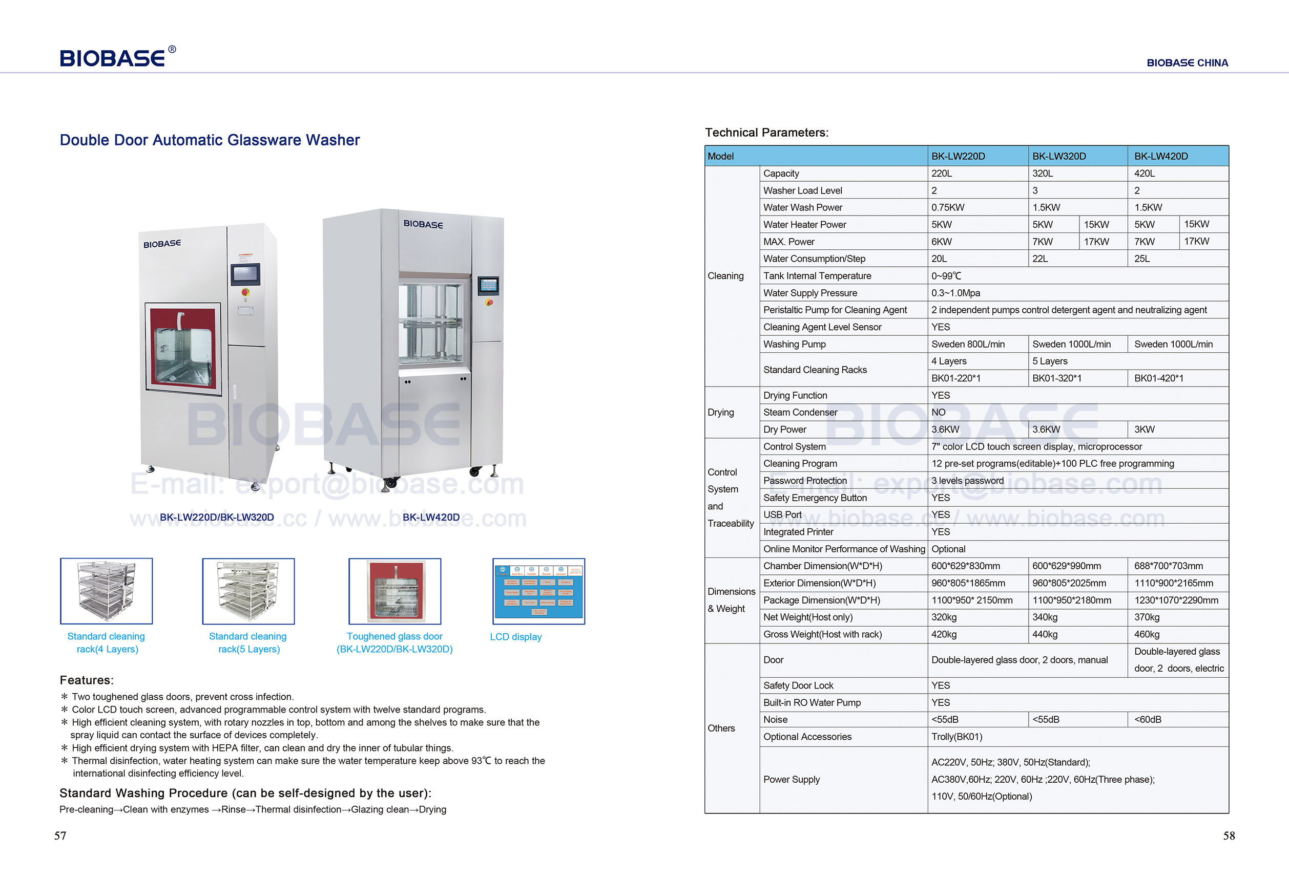 57-58 Double Door Automatic Glassware Washer
