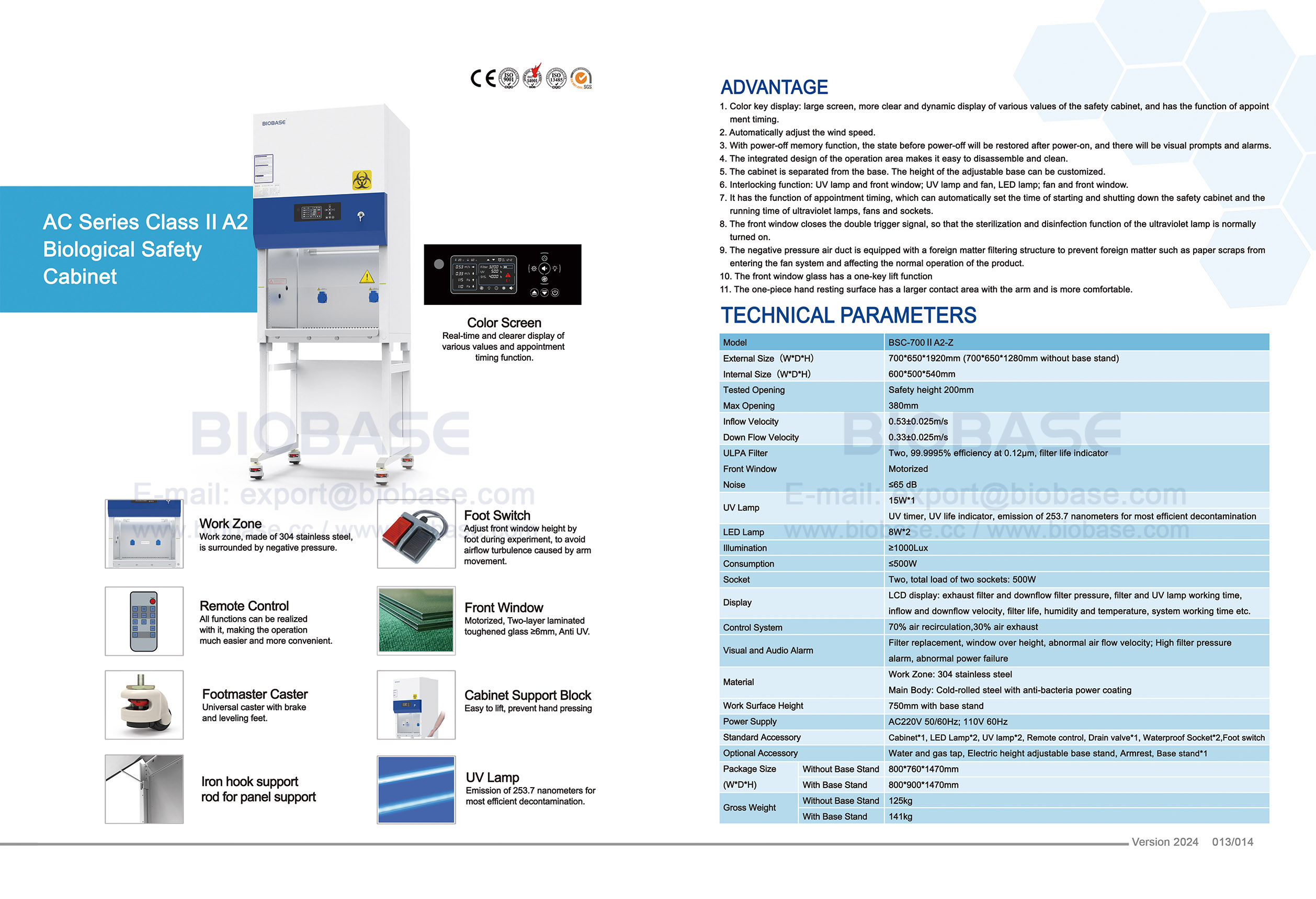 13-14 AC Series Class II A2 Biological Safety Cabinet BSC-700 II A2-Z