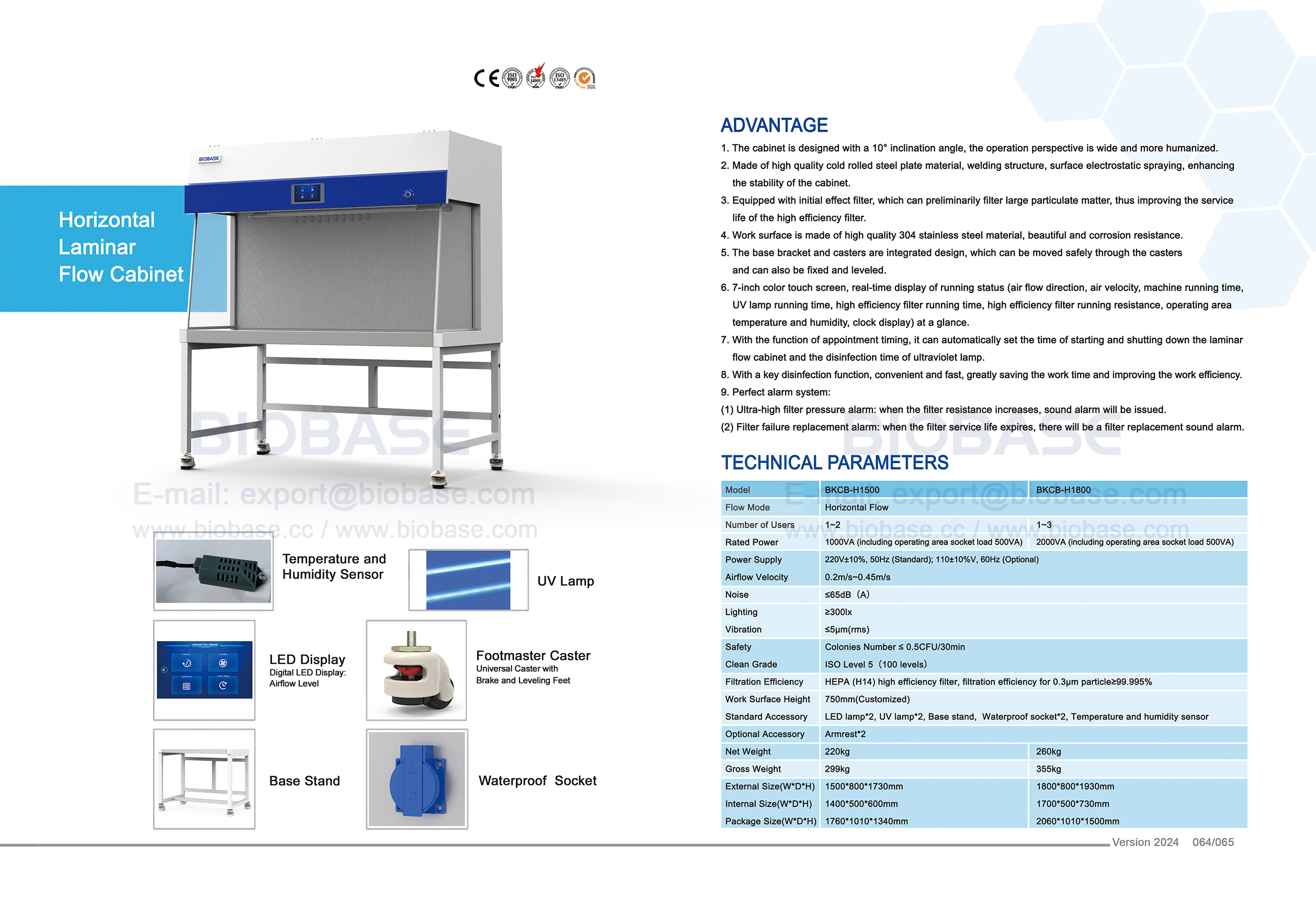 64-65 Horizontal Laminar Flow Cabinet BKCB-H1500 BKCB-H1800
