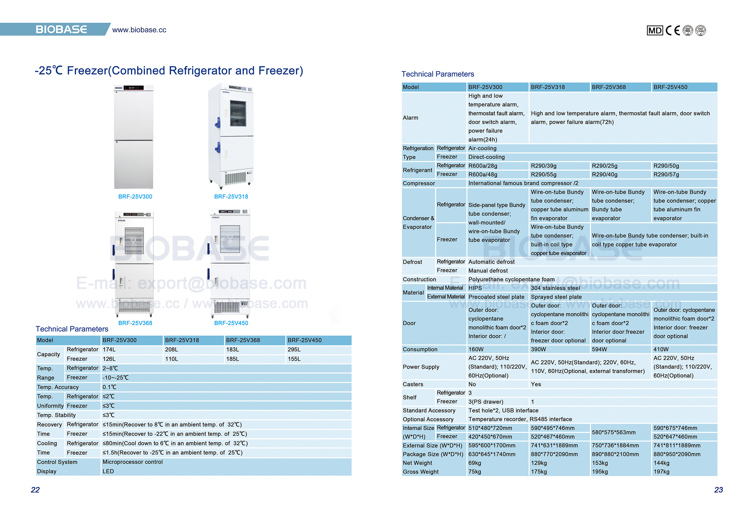 22-23 -25℃ Freezer(Combined Refrigerator and Freezer)