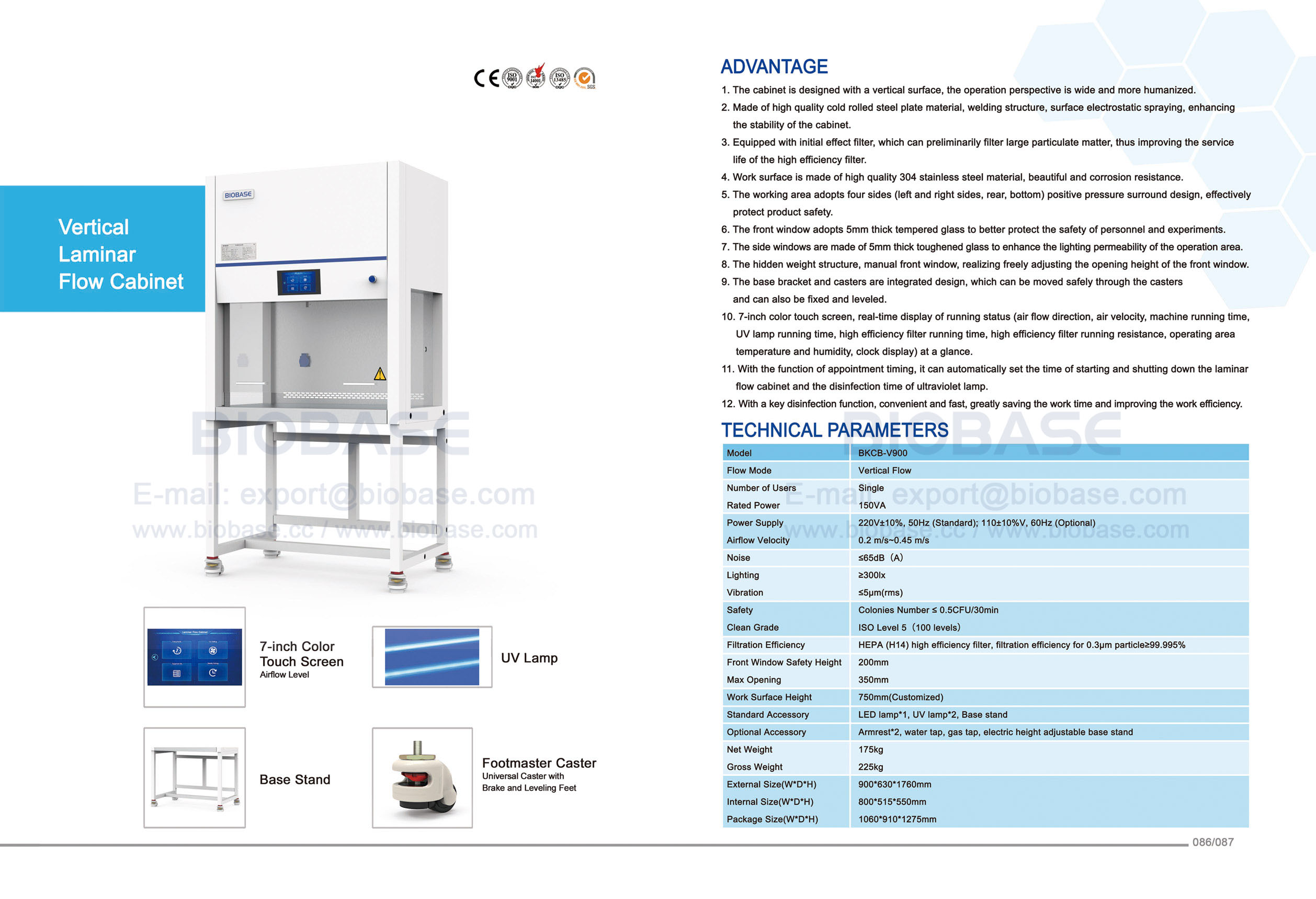 86-87 Vertical Laminar Flow Cabinet BKCB-V900
