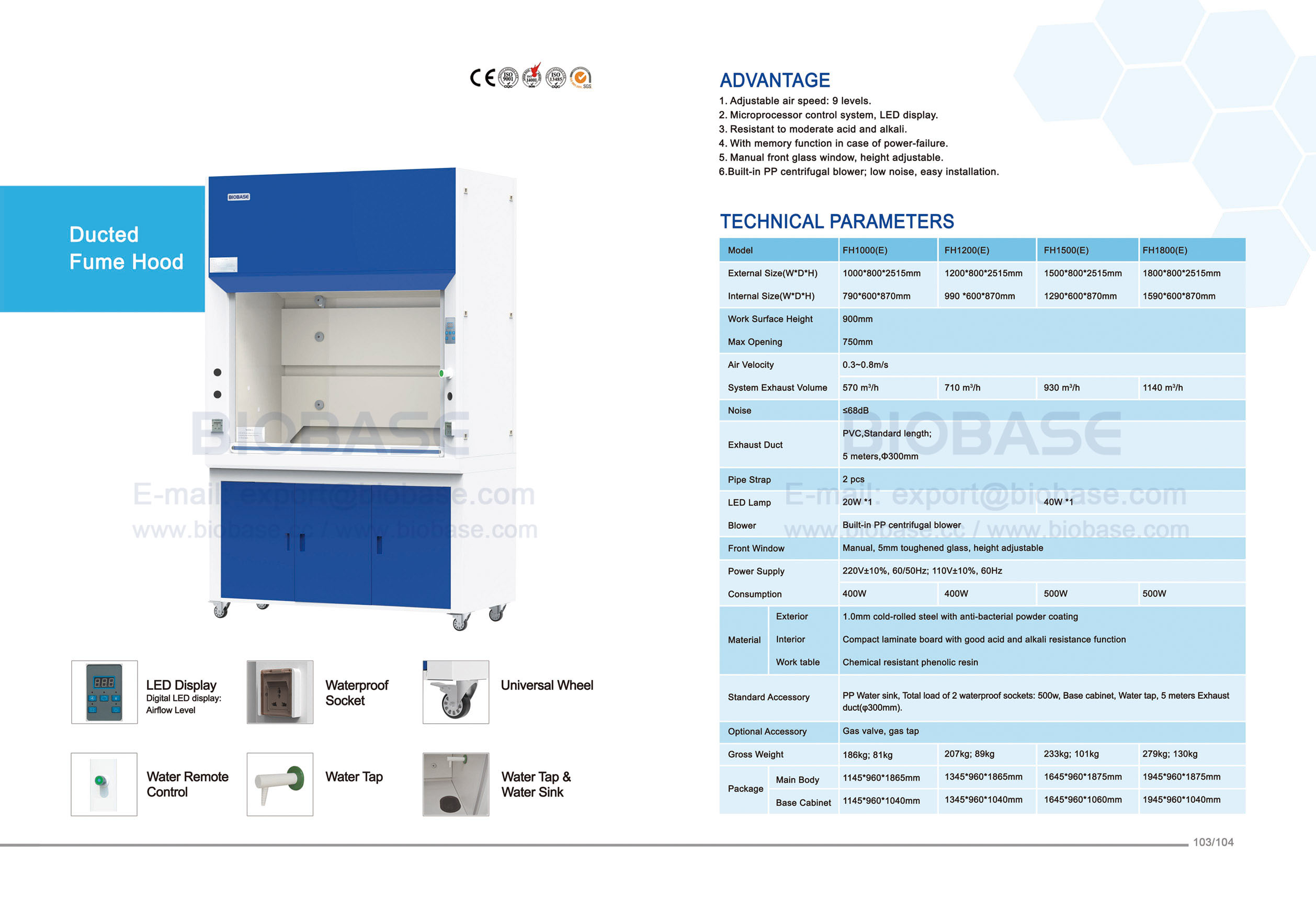 103-104 Fume Hood--FH1000(E)