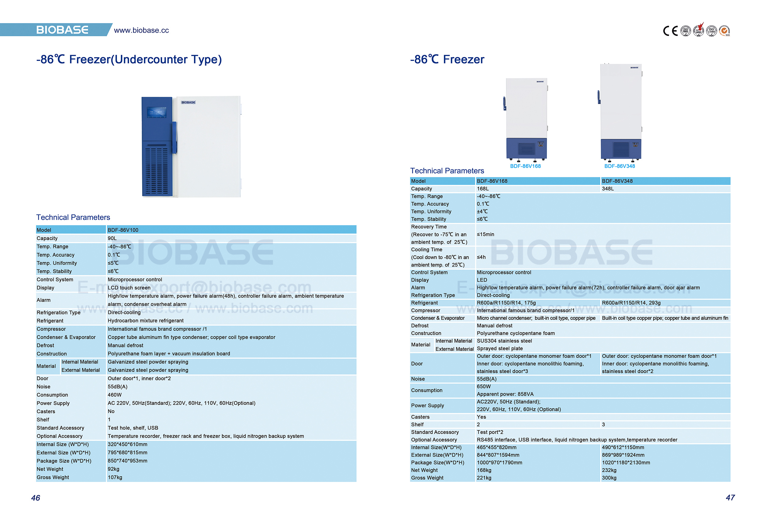46-47 -86℃ Freezer(Undercounter Type) & -86&deg;C Freezer