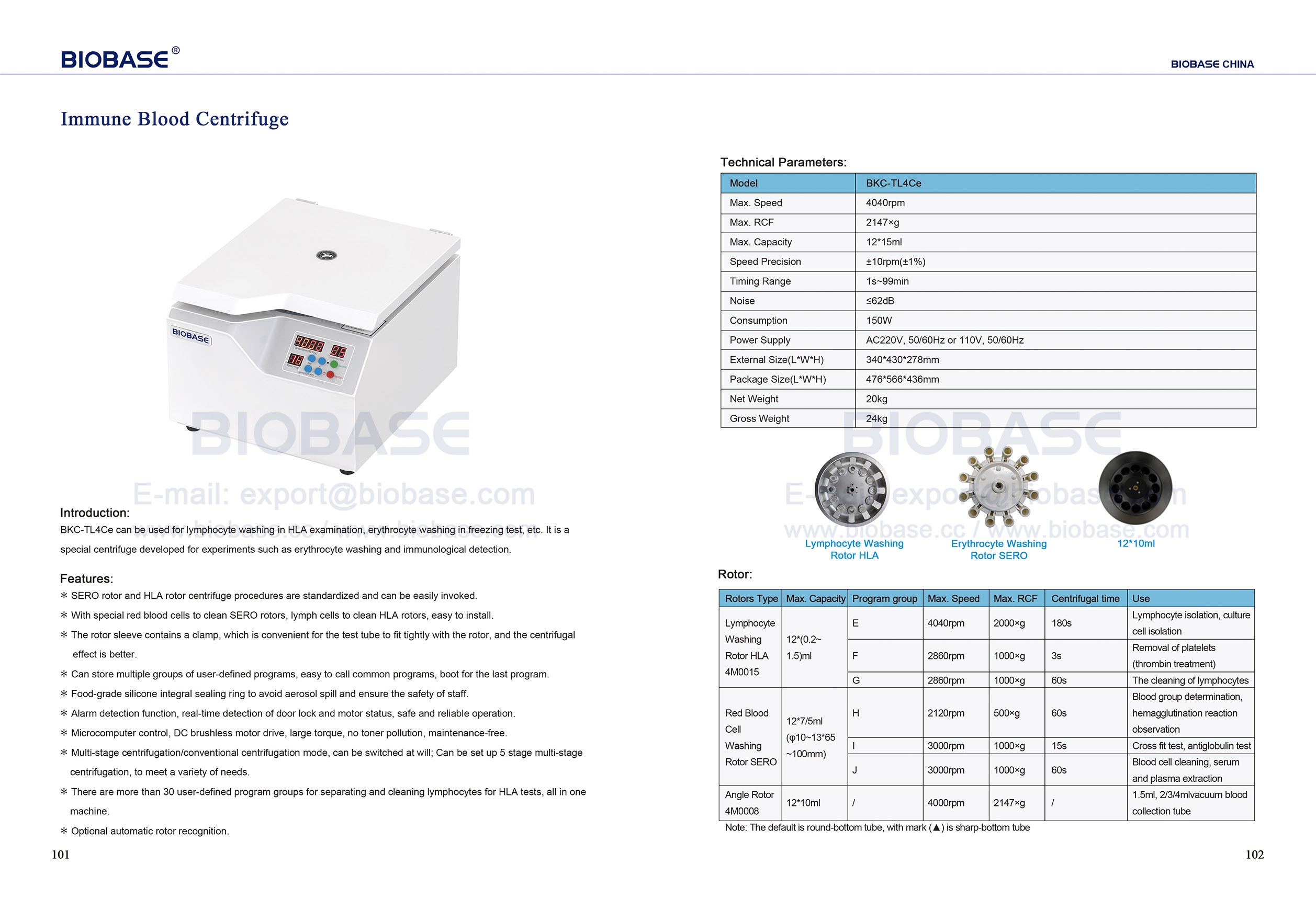 101-102 Immune Blood Centrifuge BKC-TL4Ce