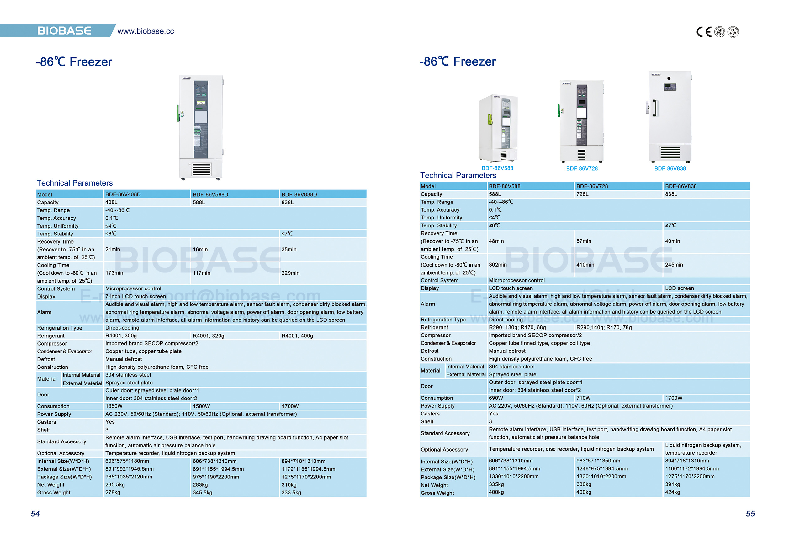 86℃ Freezer 408L 588L 838L - Buy BIOBASE