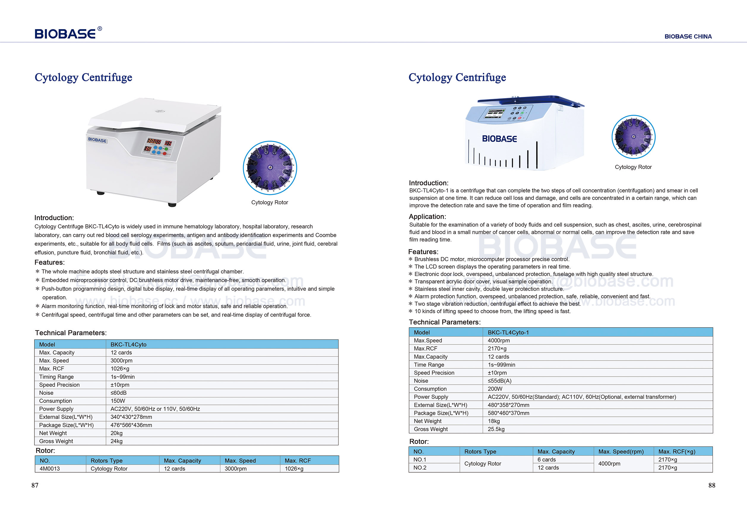 87-88 Cytology Centrifuge BKC-TL4Cyto & BKC-TL4Cyto-1
