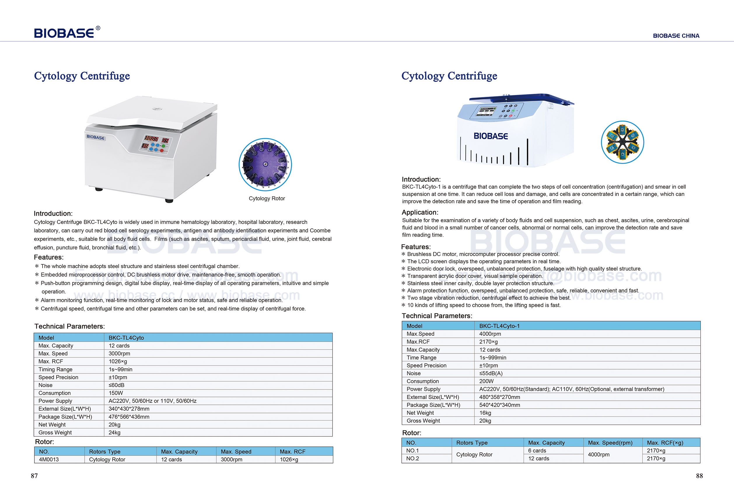 87-88 Cytology Centrifuge BKC-TL4Cyto & BKC-TL4Cyto-1