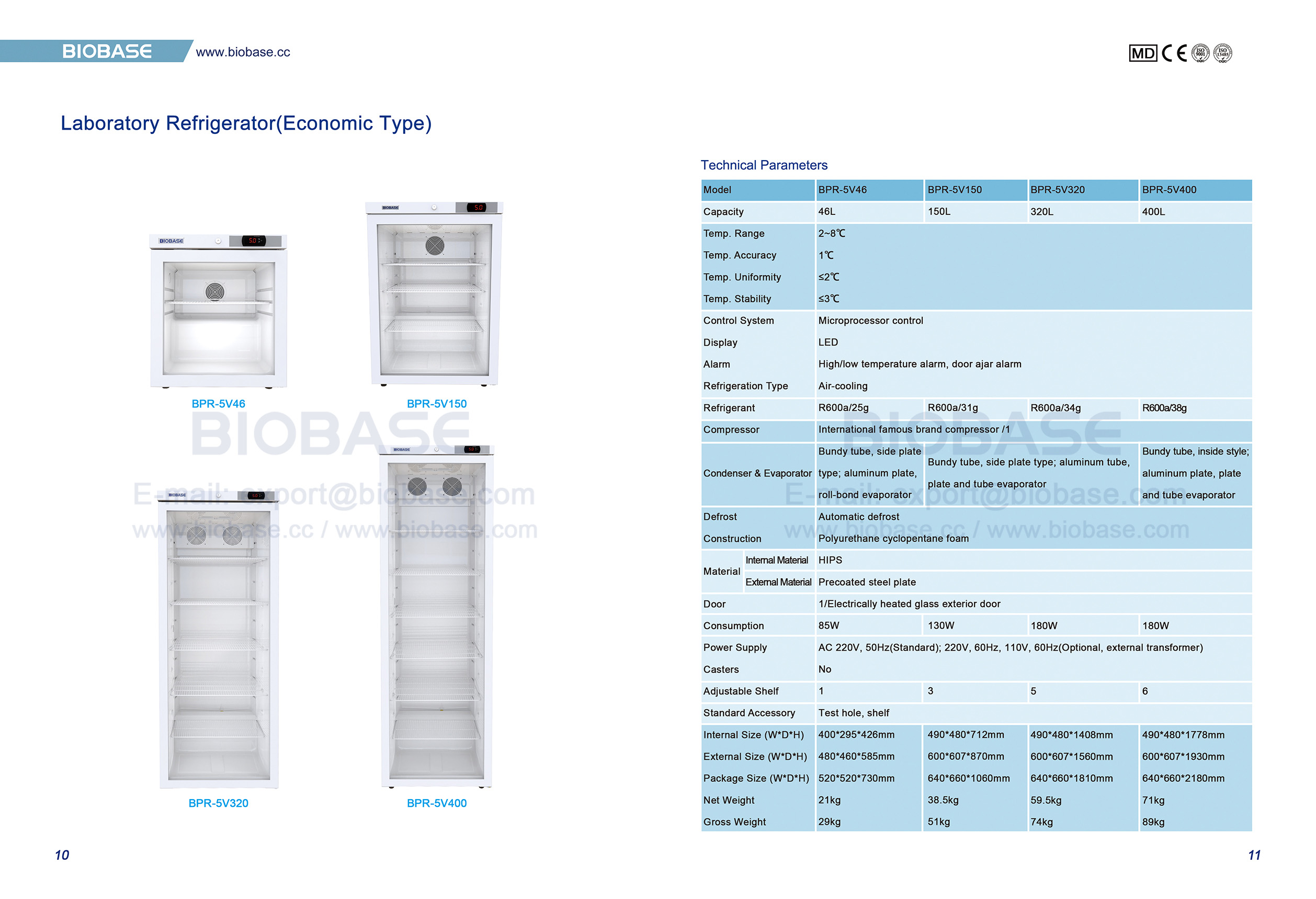10-11 Laboratory Refrigerator(Economic Type) BPR-5V46 BPR-5V150 BPR-5V320 BPR-5V400