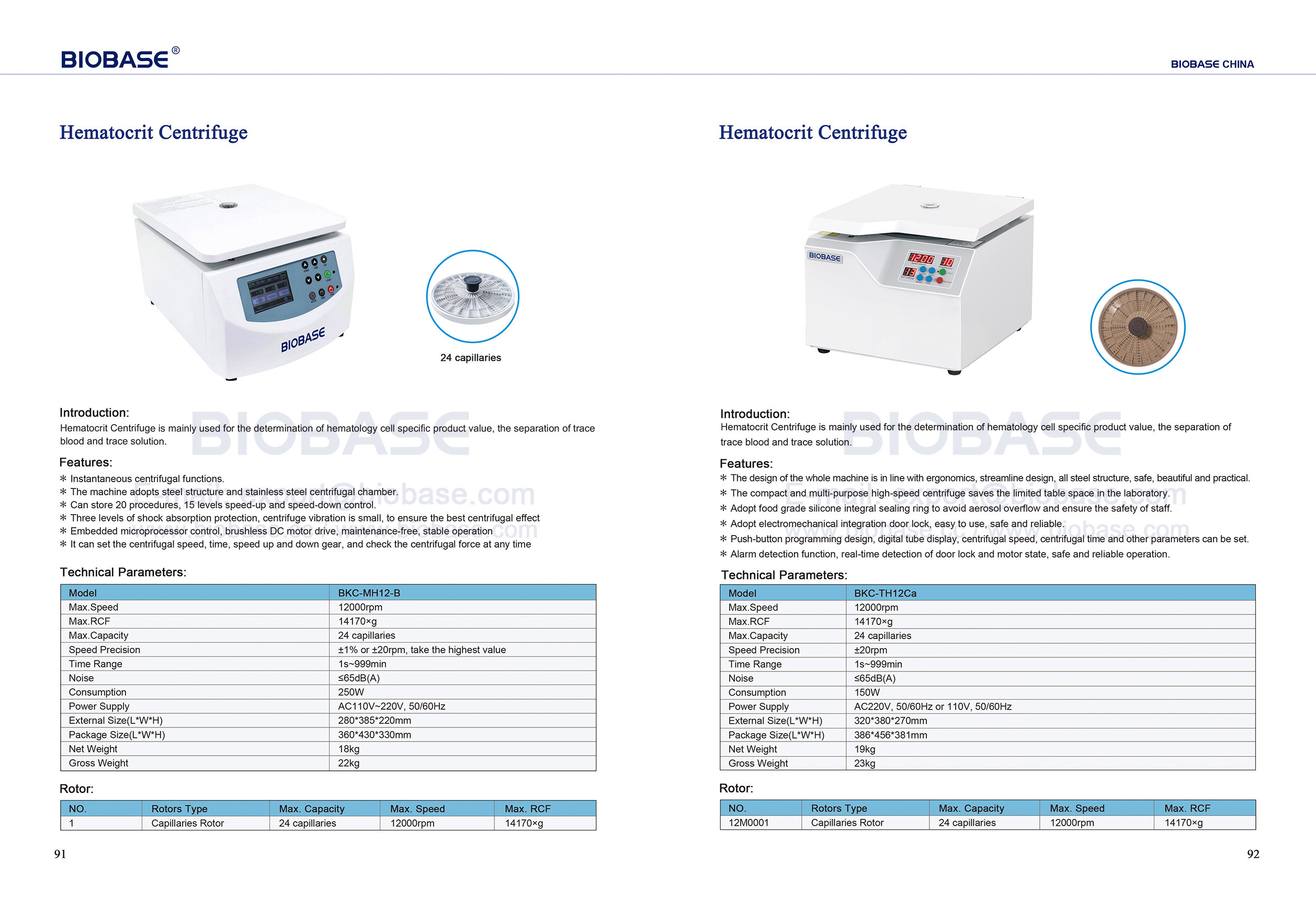 91-92 Hematocrit centrifuge BKC-MH12-B BKC-TH12Ca
