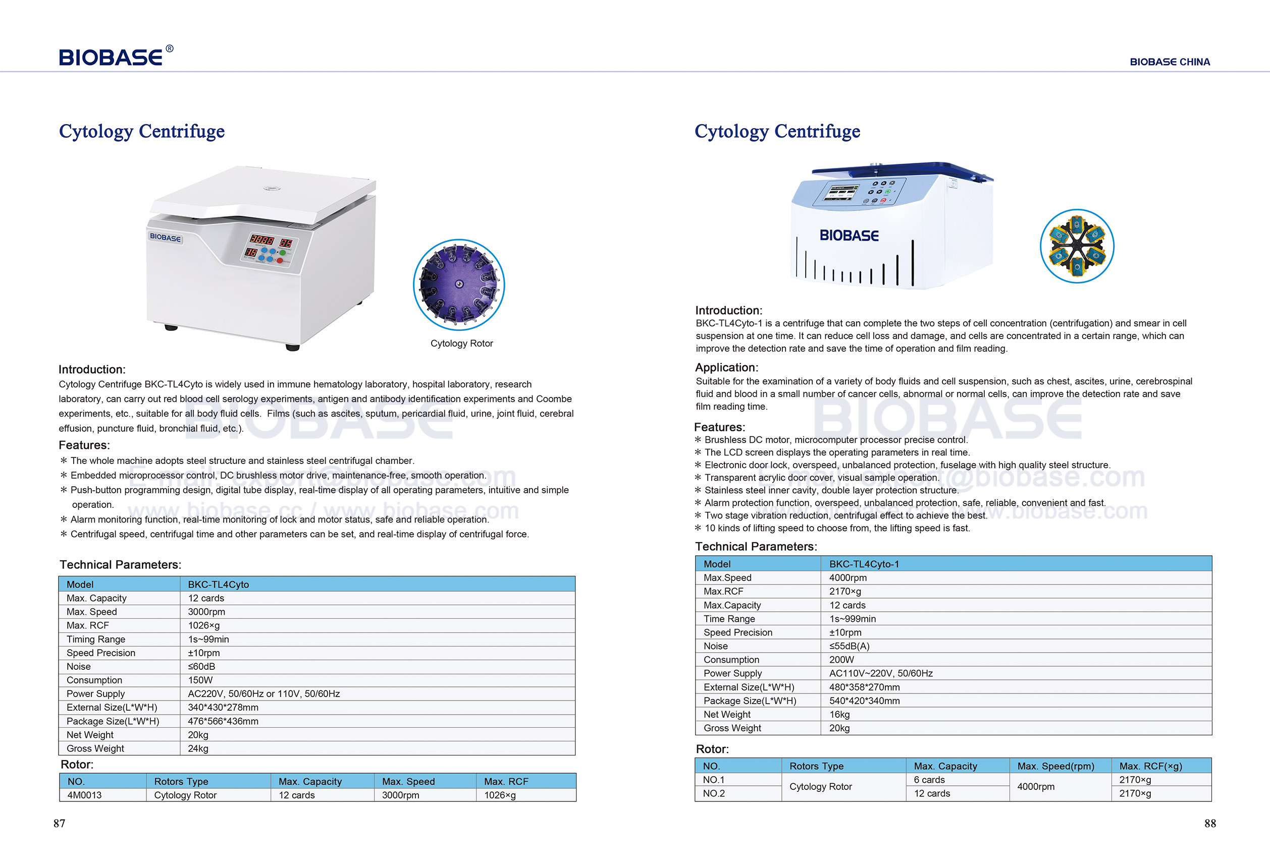 87-88 Cytology Centrifuge BKC-TL4Cyto & BKC-TL4Cyto-1