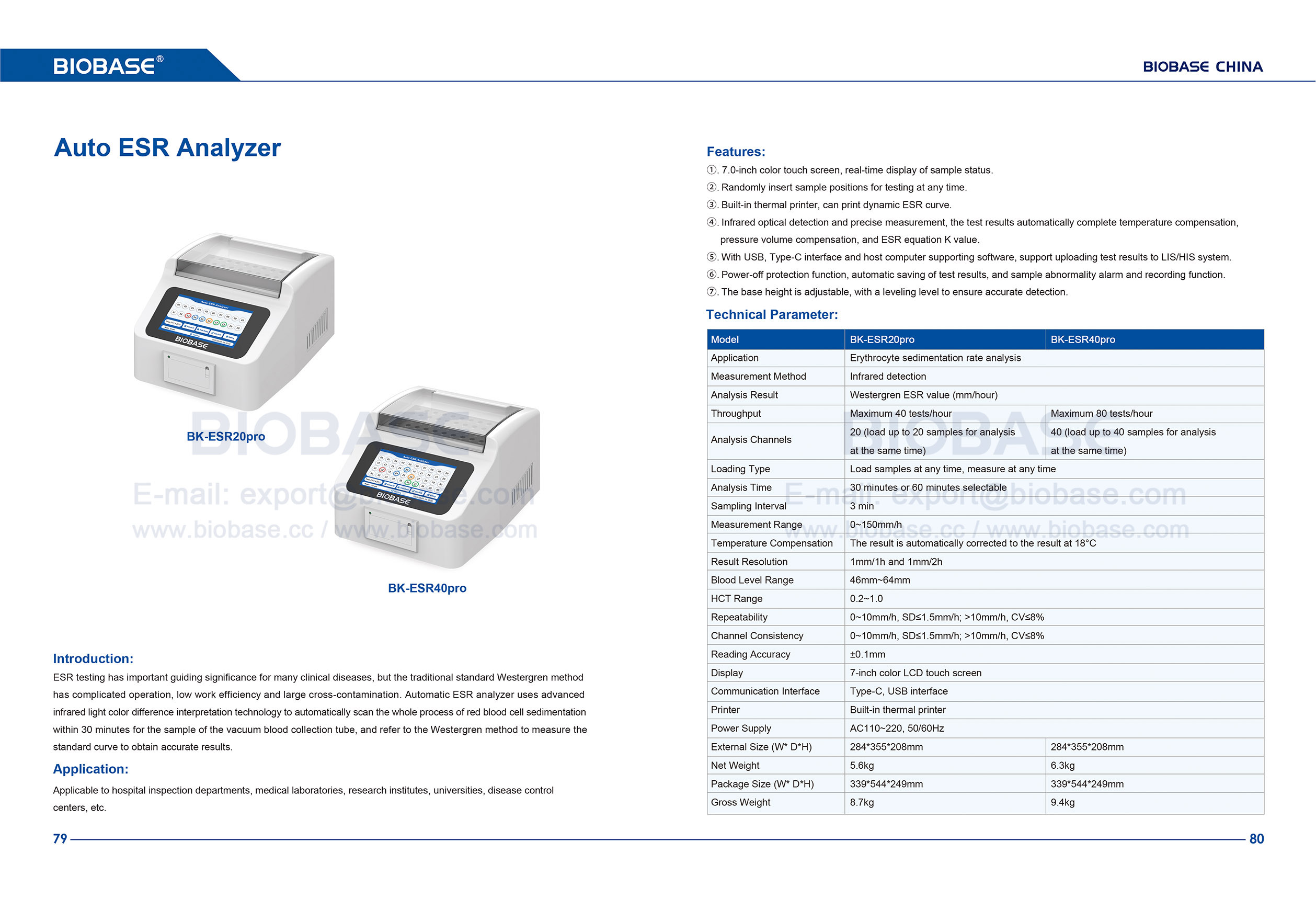 79-80 Auto ESR Analyzer BK-ESR20Pro BKESR40Pro
