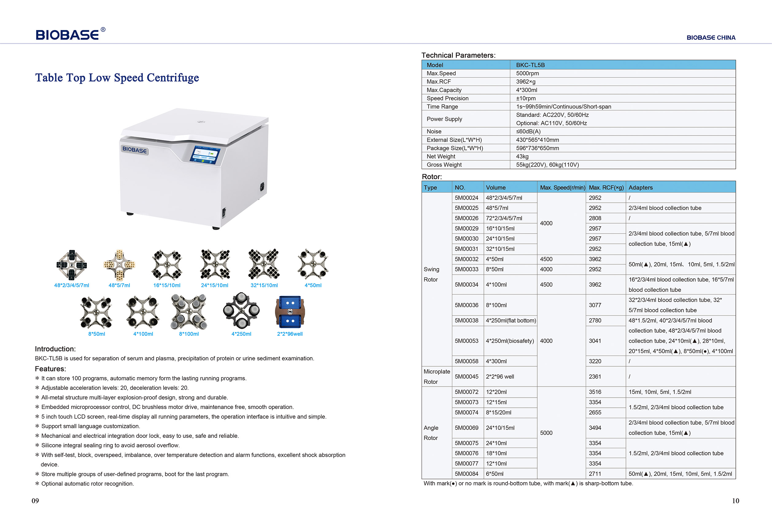 09-10 Table Top Low Speed Centrifuge-BKC-TL5B