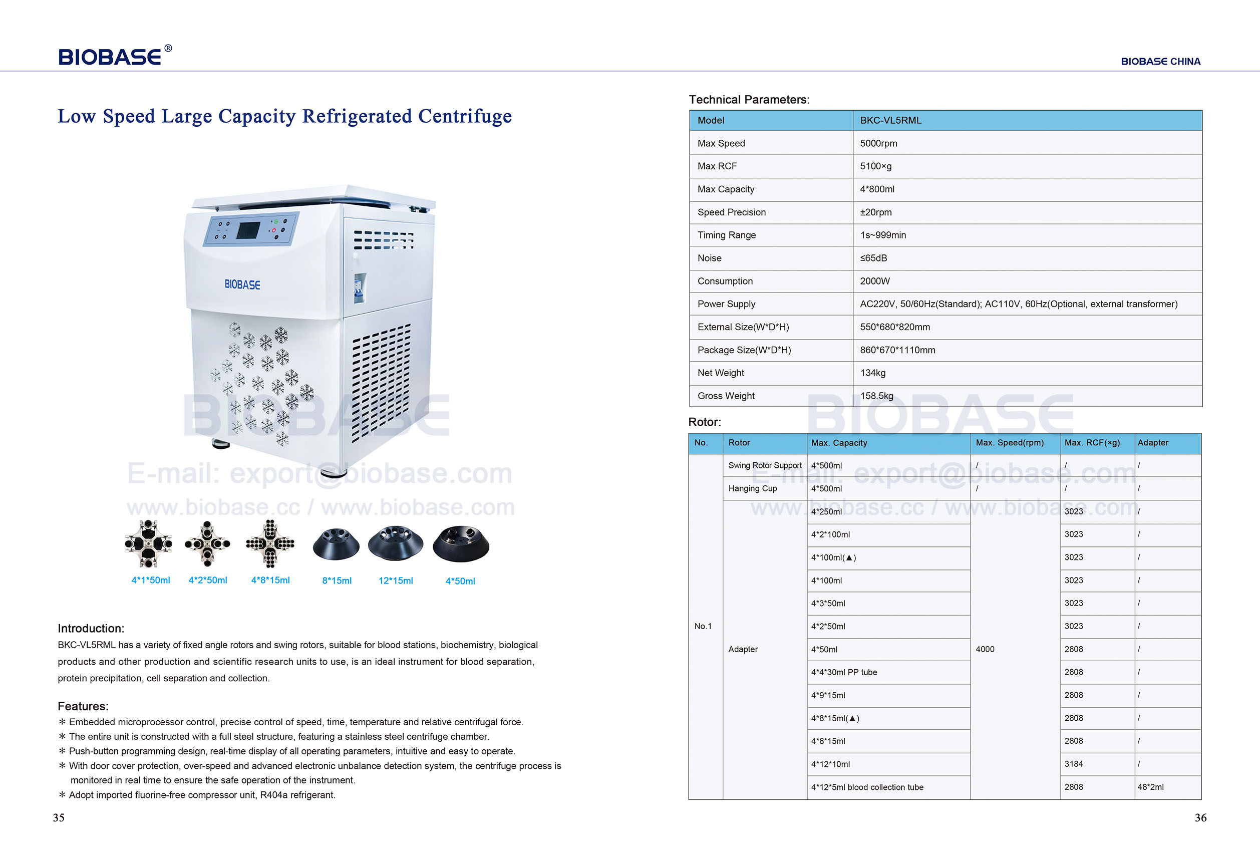 35-36 Low Speed Large Capacity Refrigerated Centrifuge