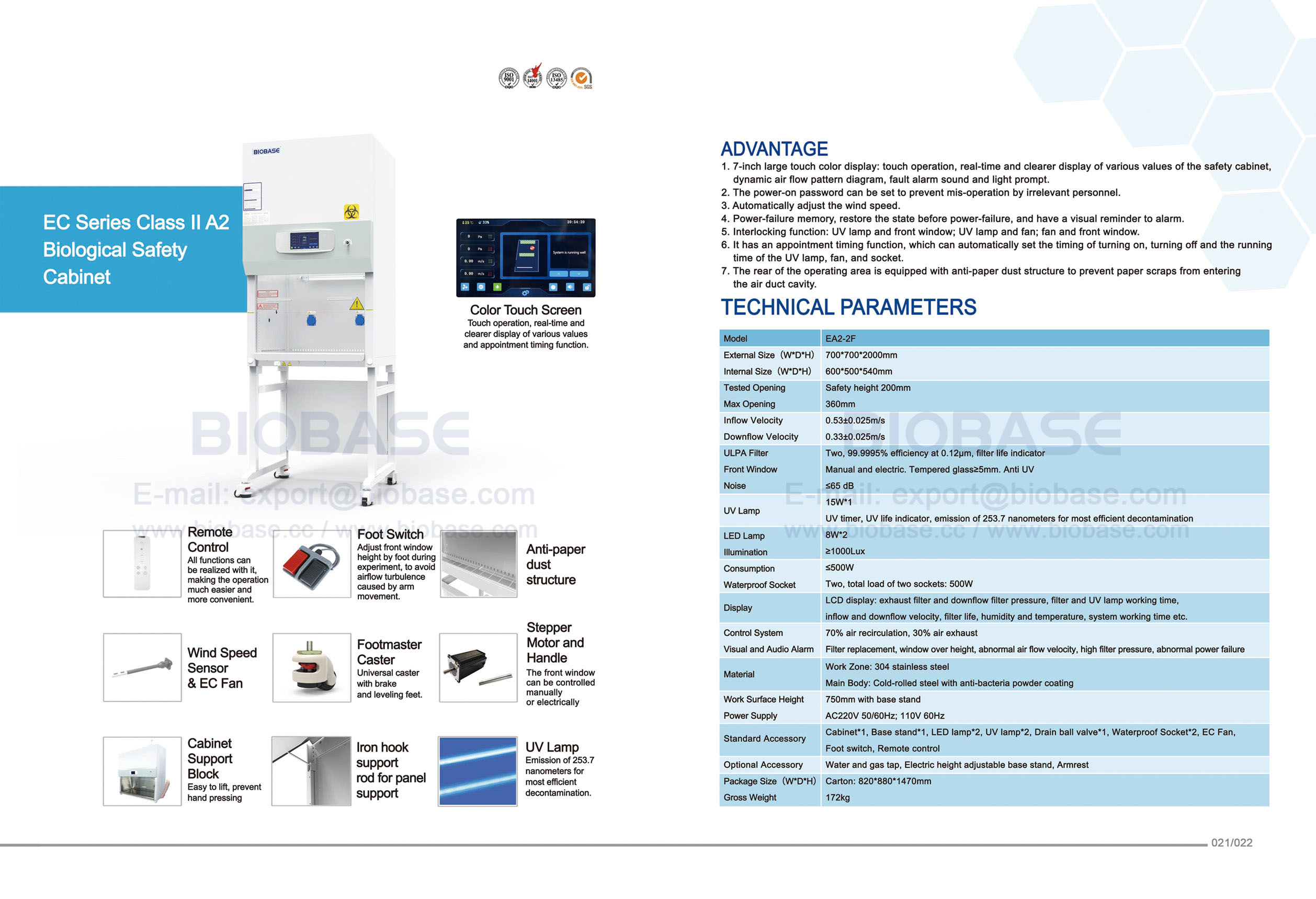 21-22 EC Series Class II A2 Biological Safety Cabinet EA2-2F