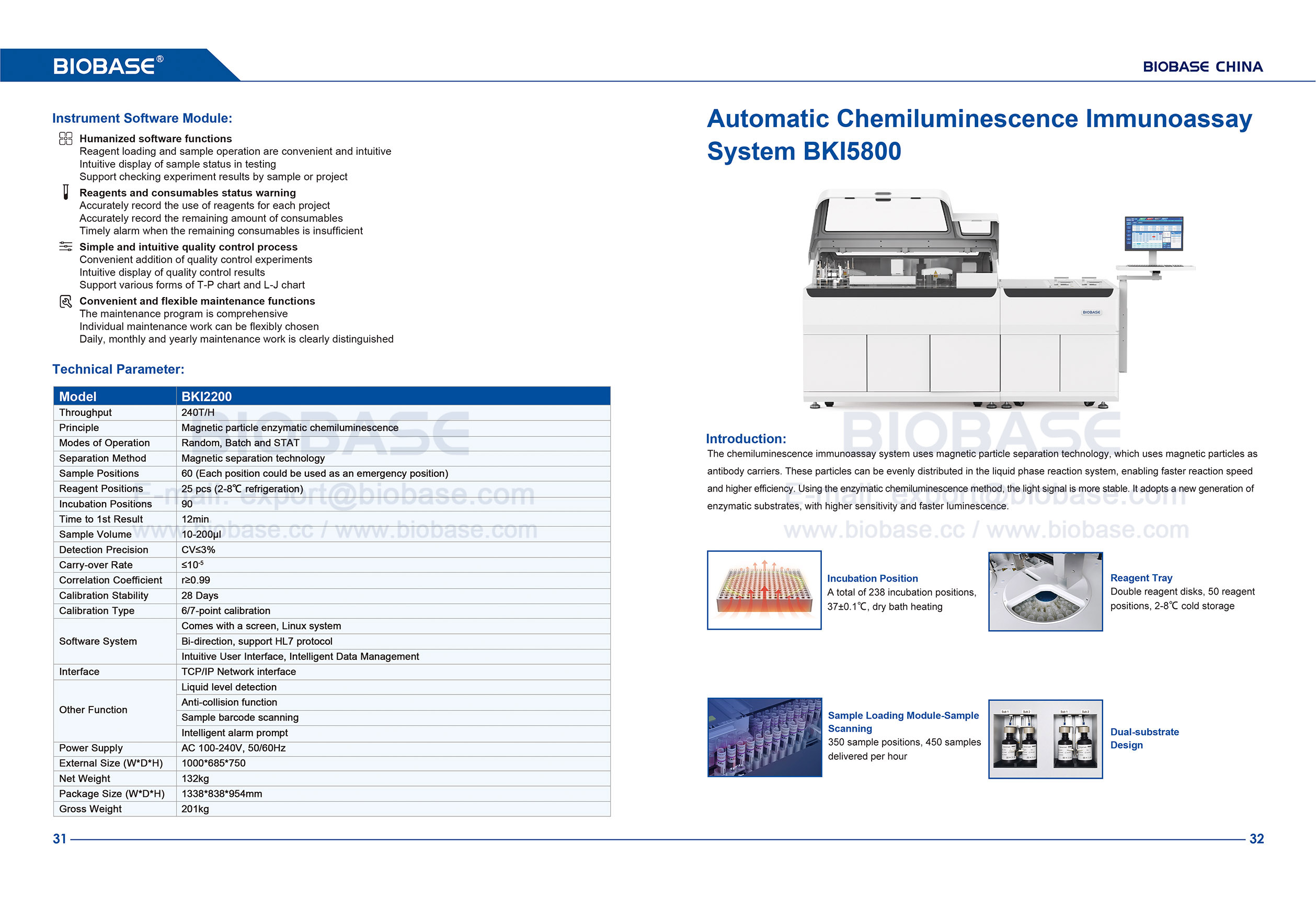 31 Automatic Chemiluminescence Immunoassay System BKI2200&Automatic Chemiluminescence Immunoassay System BKI5800