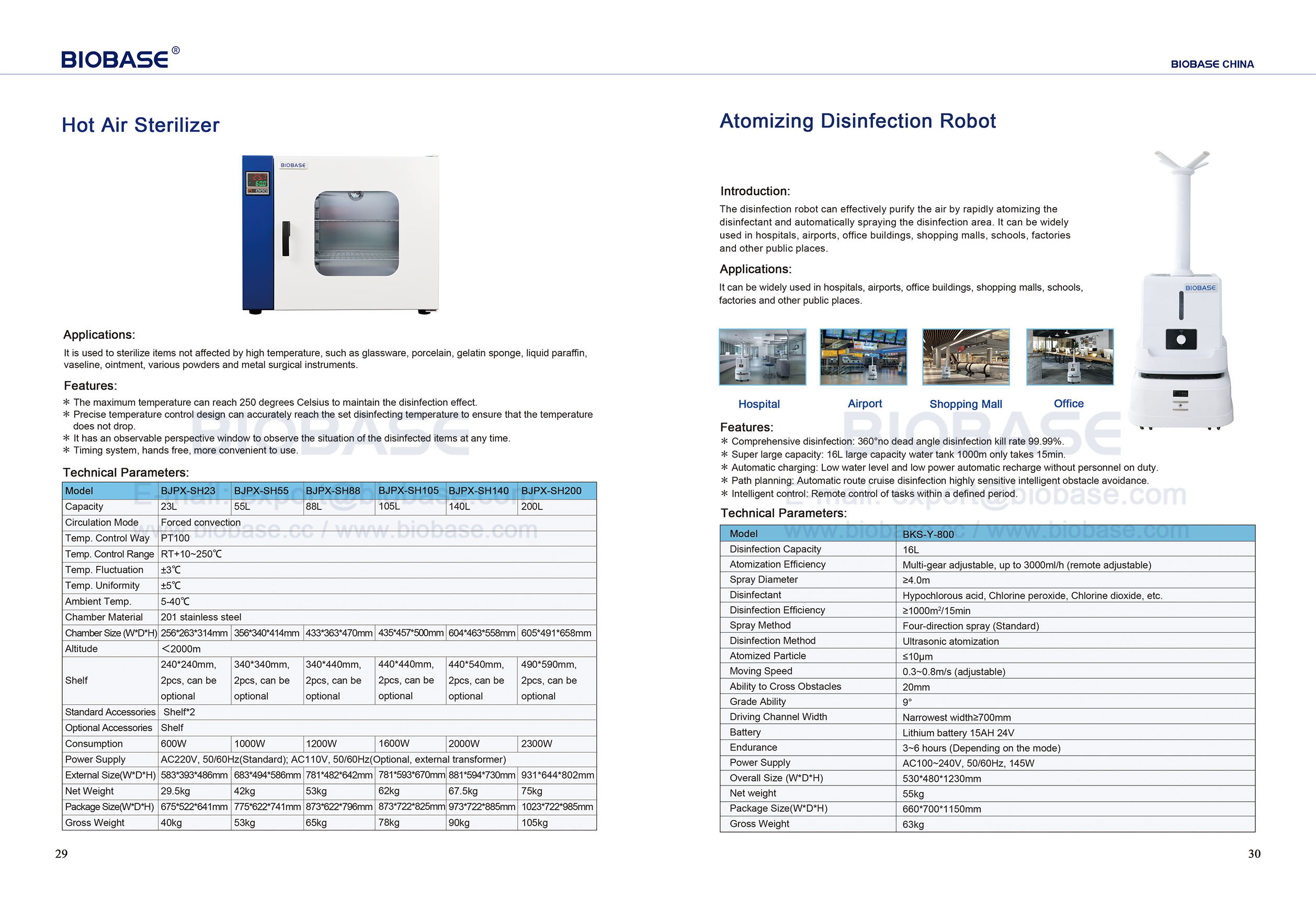 29-30 Hot Air Sterilizer & Atomizing Disinfection Robot