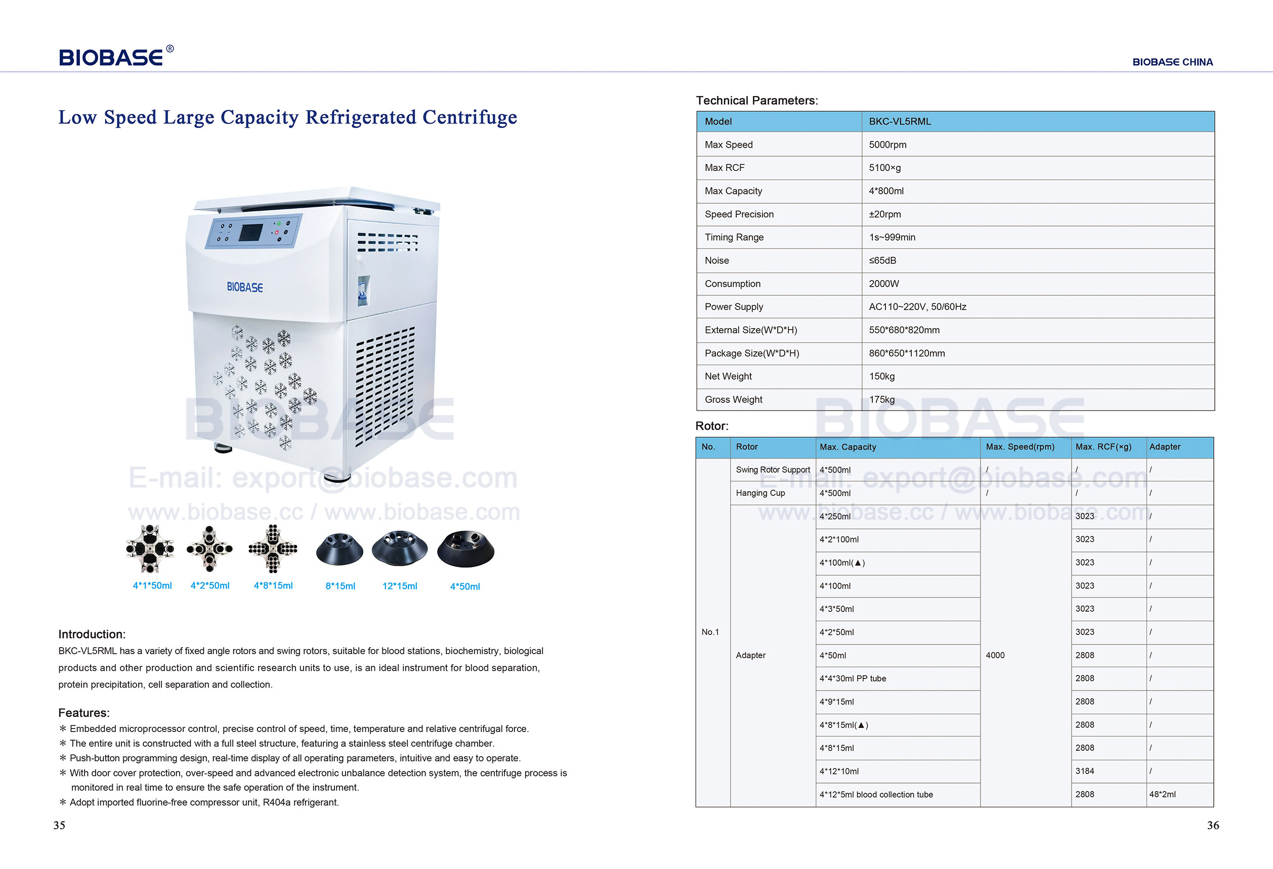 35-36 Low Speed Large Capacity Refrigerated Centrifuge