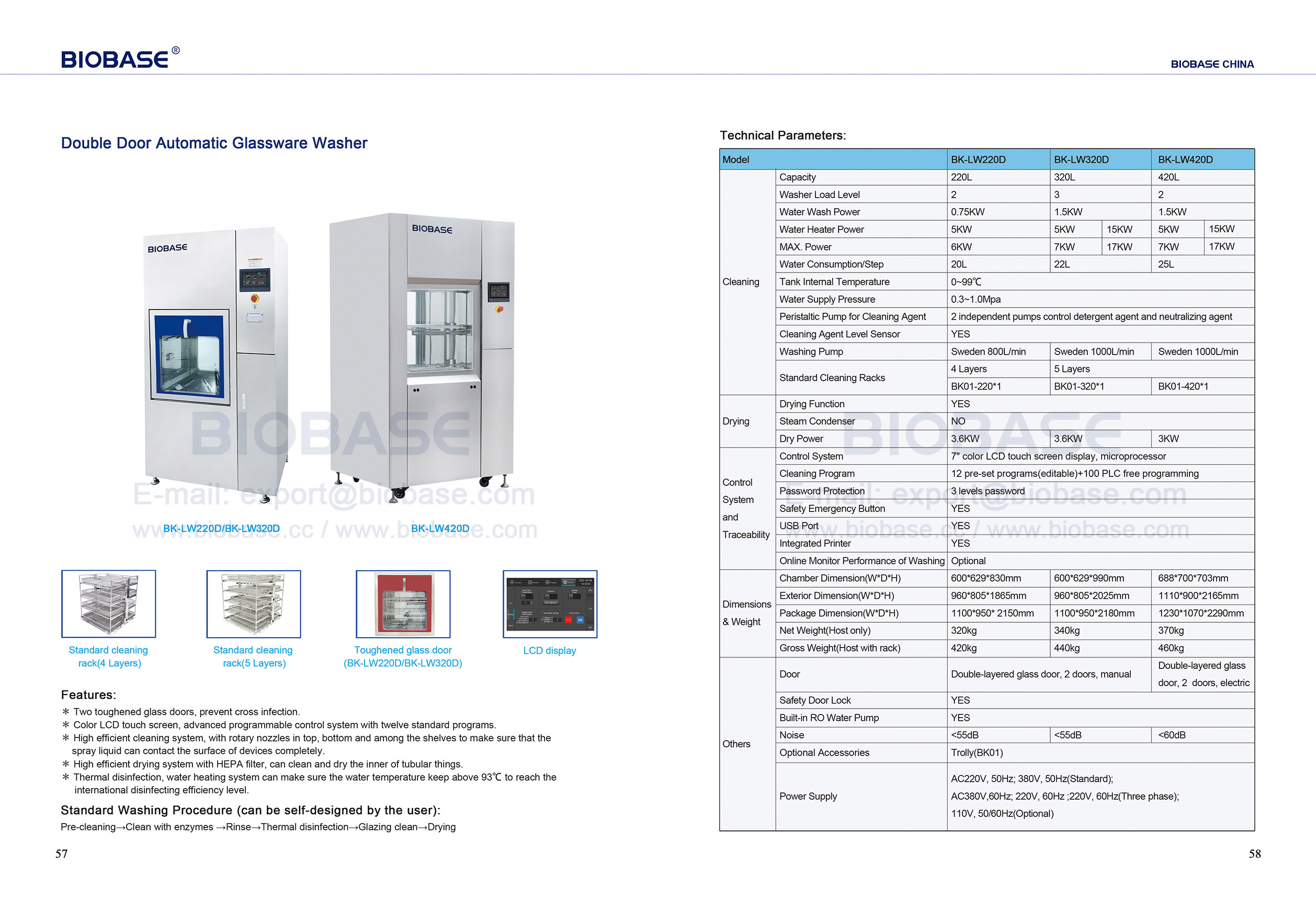 57-58 Double Door Automatic Glassware Washer