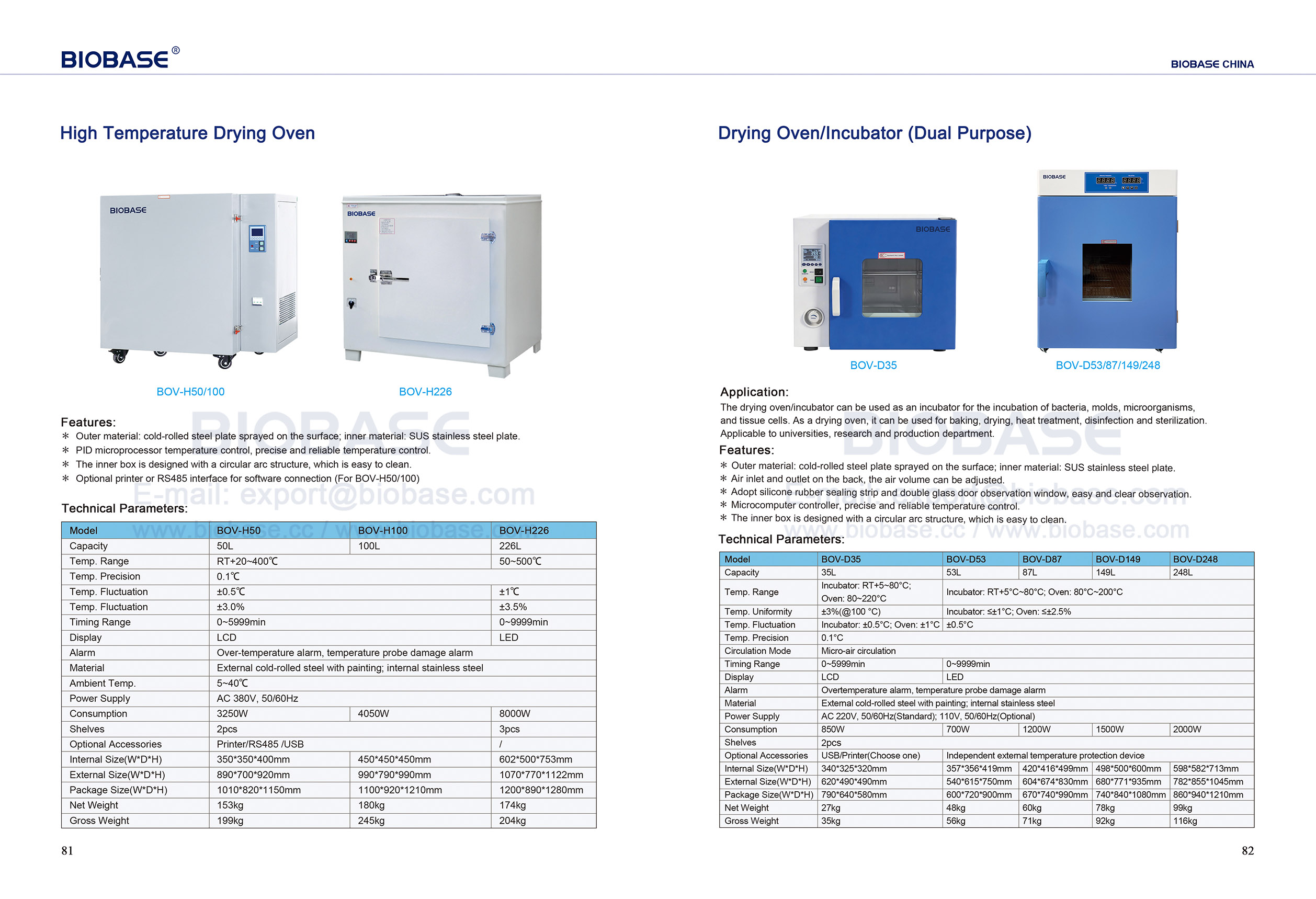 81-82 High Temperature Drying Oven & Drying OvenIncubator (Dual Purpose)