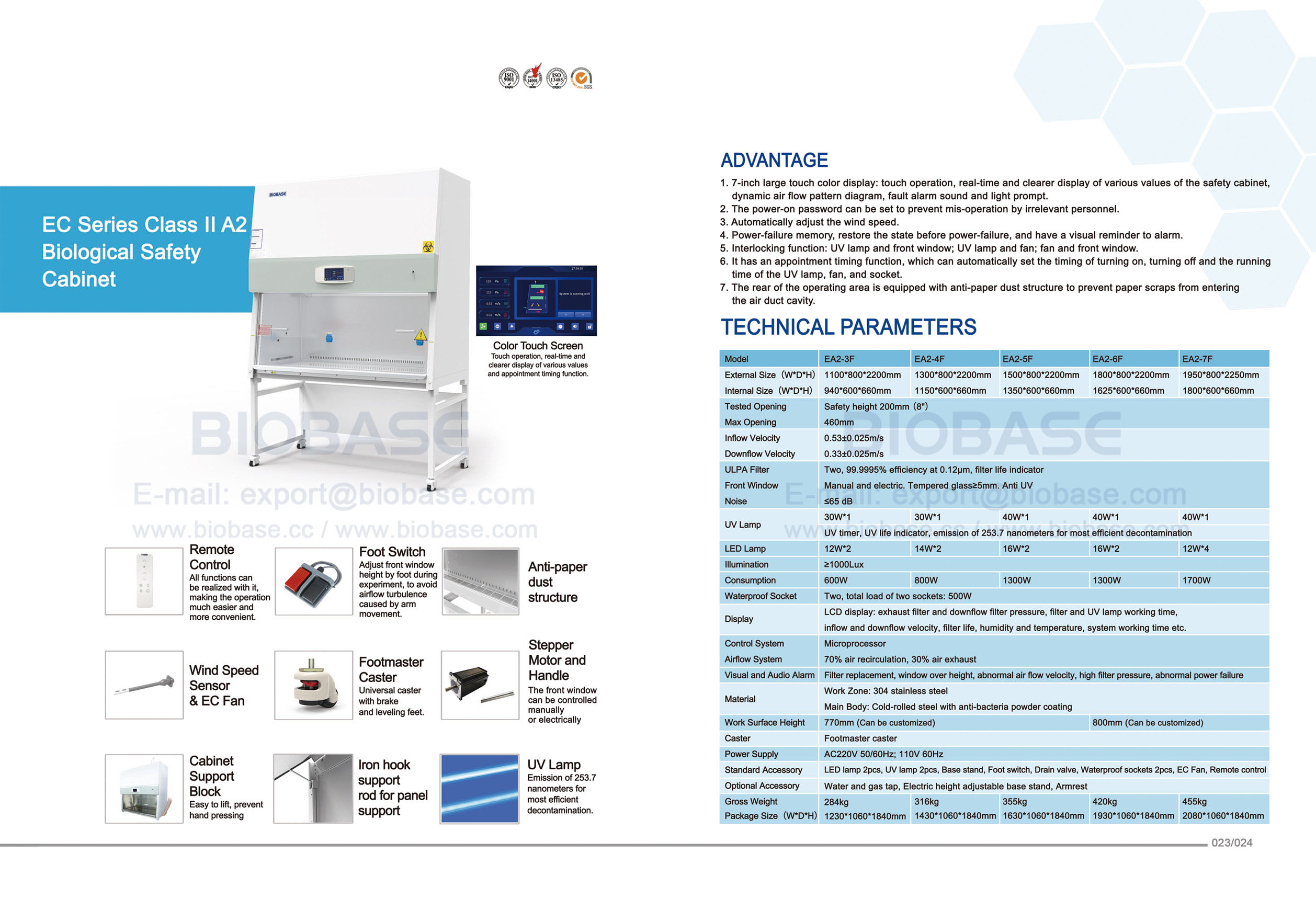 23-24 EC Series Class II A2 Biological Safety Cabinet EA2-3F & EA2-4F & EA2-5F & EA2-6F & EA2-7F