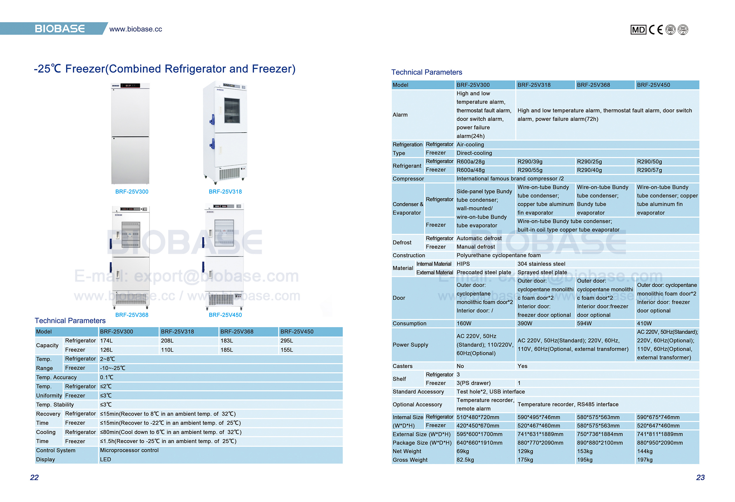 22-23 -25℃ Freezer(Combined Refrigerator and Freezer)