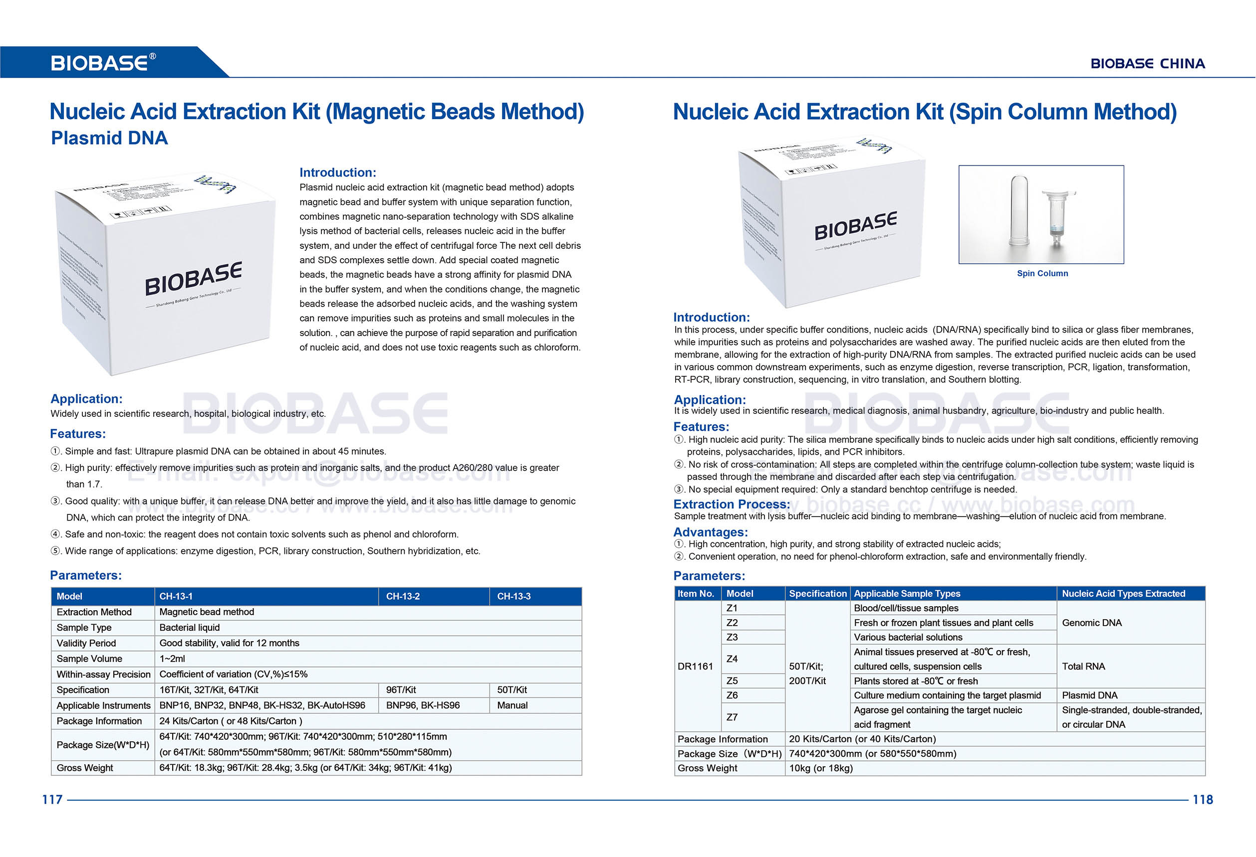 118 Nucleic Acid Extraction Kit （Magnetic Beads Method）Plasmid DNA & Nucleic Acid Extraction Kit (Centrifuge Column Method)