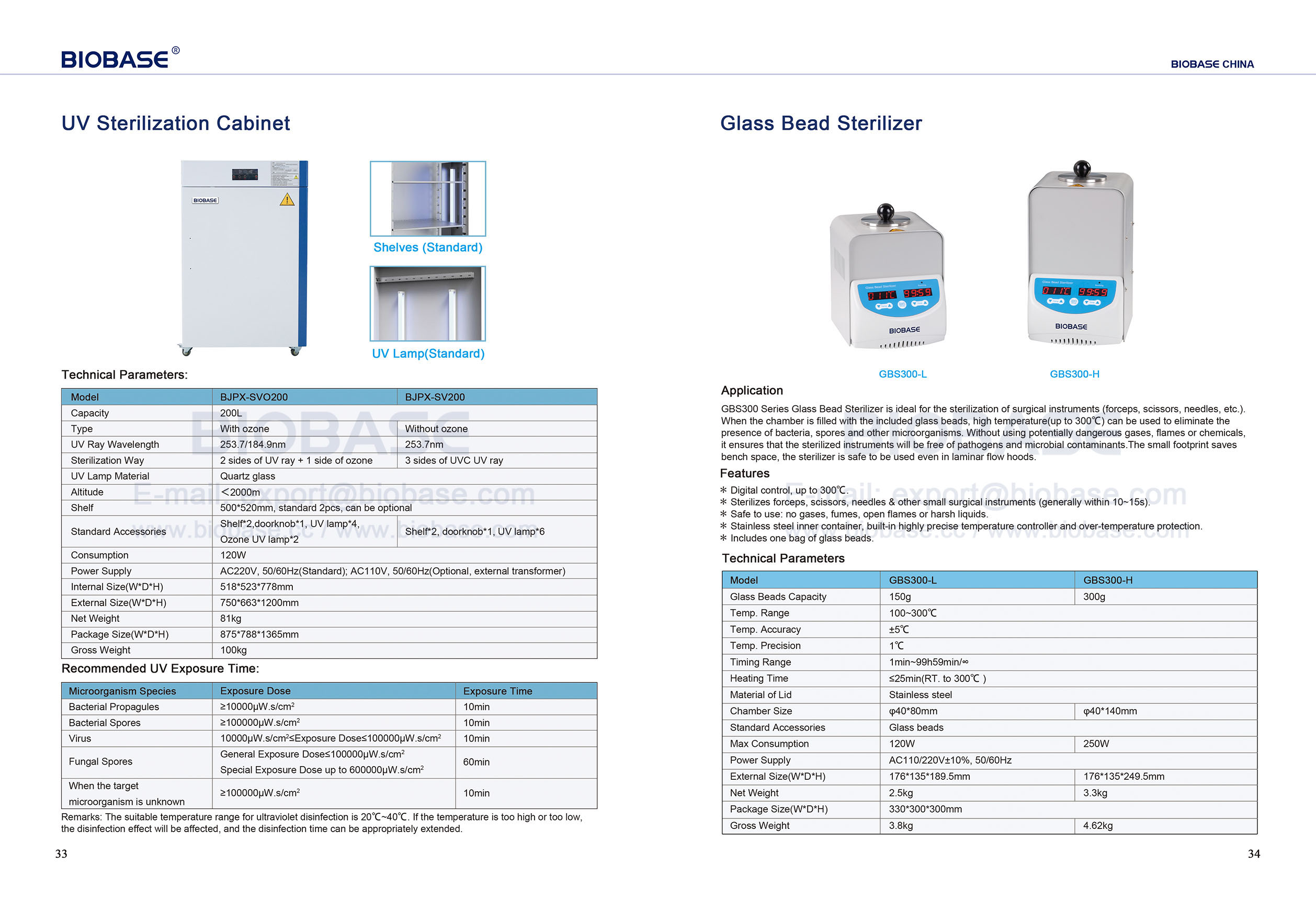 33-34 UV Sterilization Cabinet & Glass bead sterilizer 