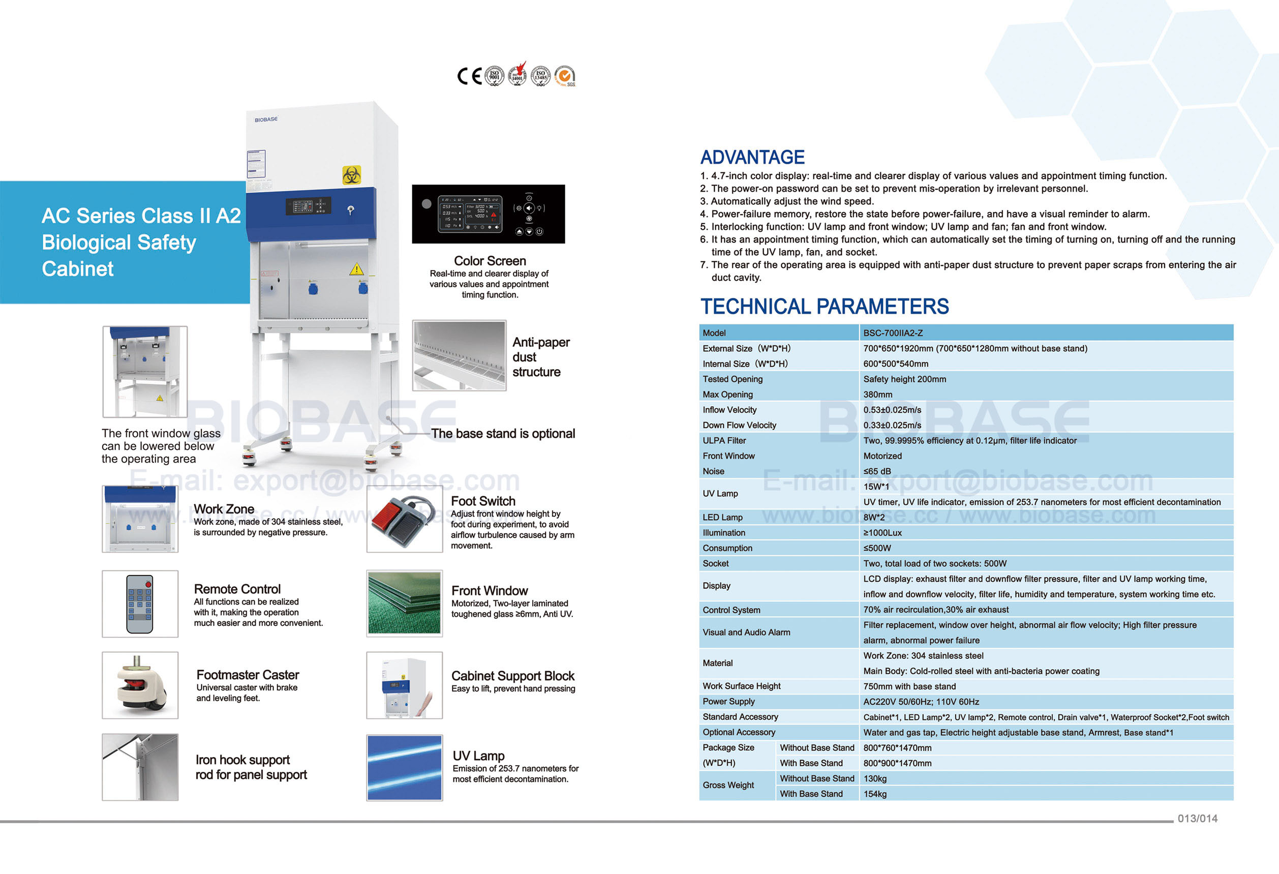 13-14 AC Series Class II A2 Biological Safety Cabinet BSC-700 II A2-Z