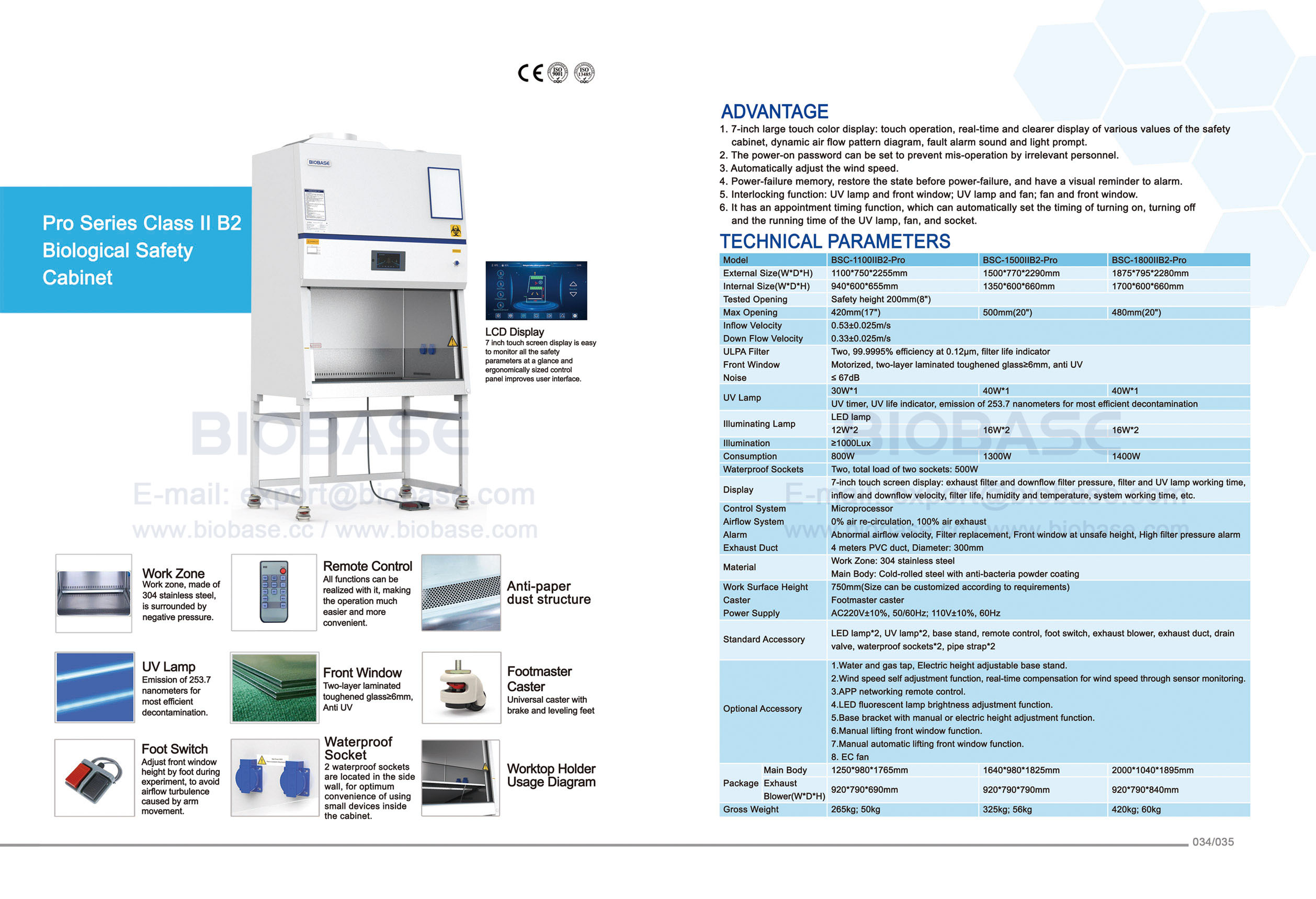 34-35 Pro Series Class II B2 Biological Safety Cabinet
