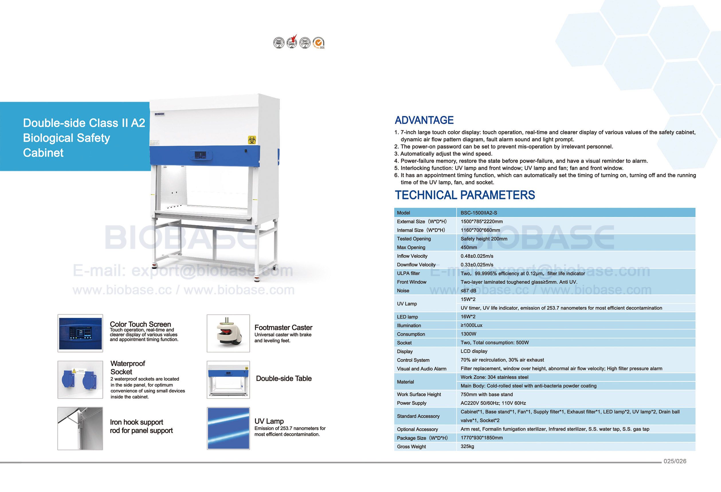 25-26 Double-side Class II A2 Biological Safety Cabinet
