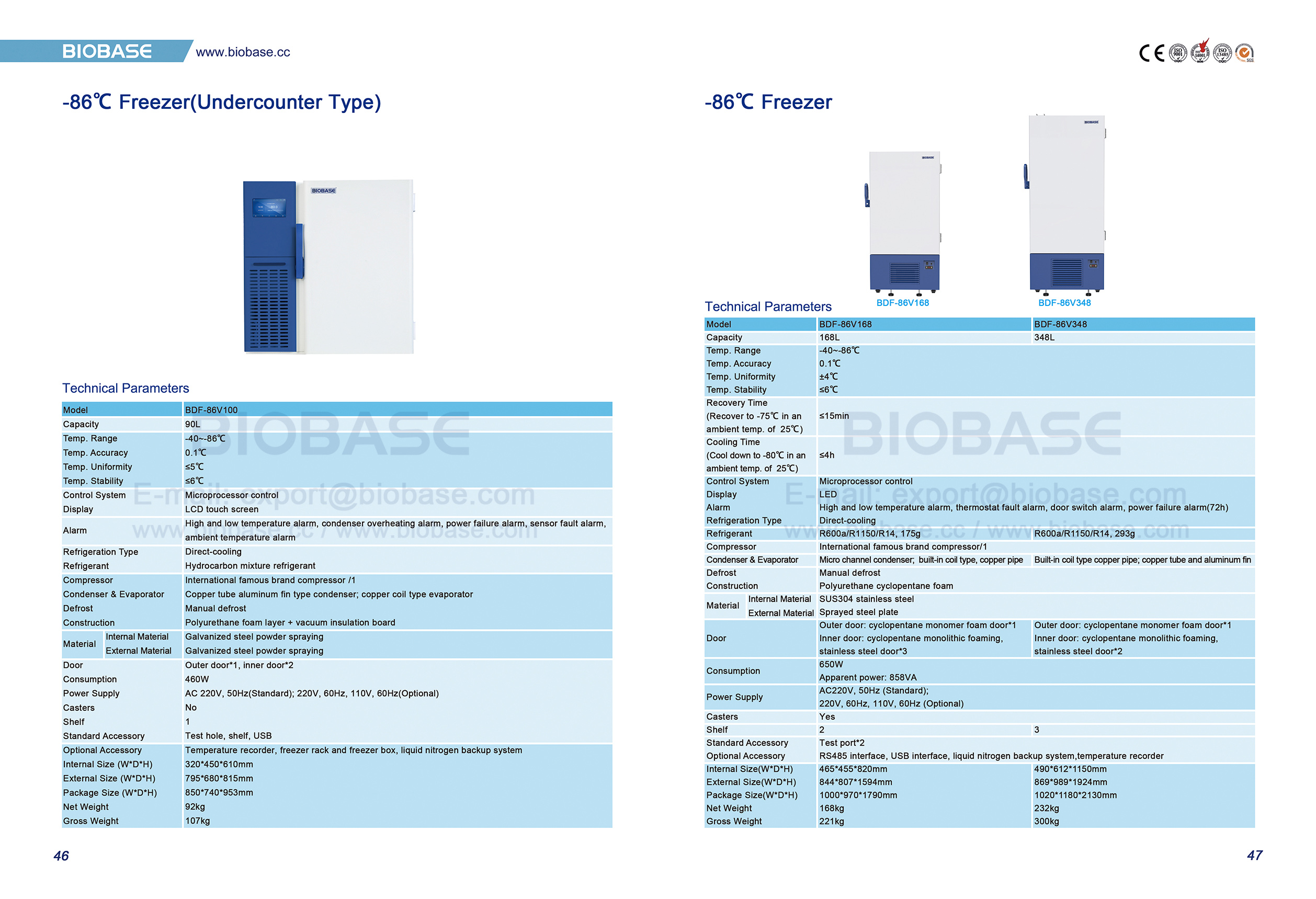 46-47 -86℃ Freezer(Undercounter Type) & -86&deg;C Freezer