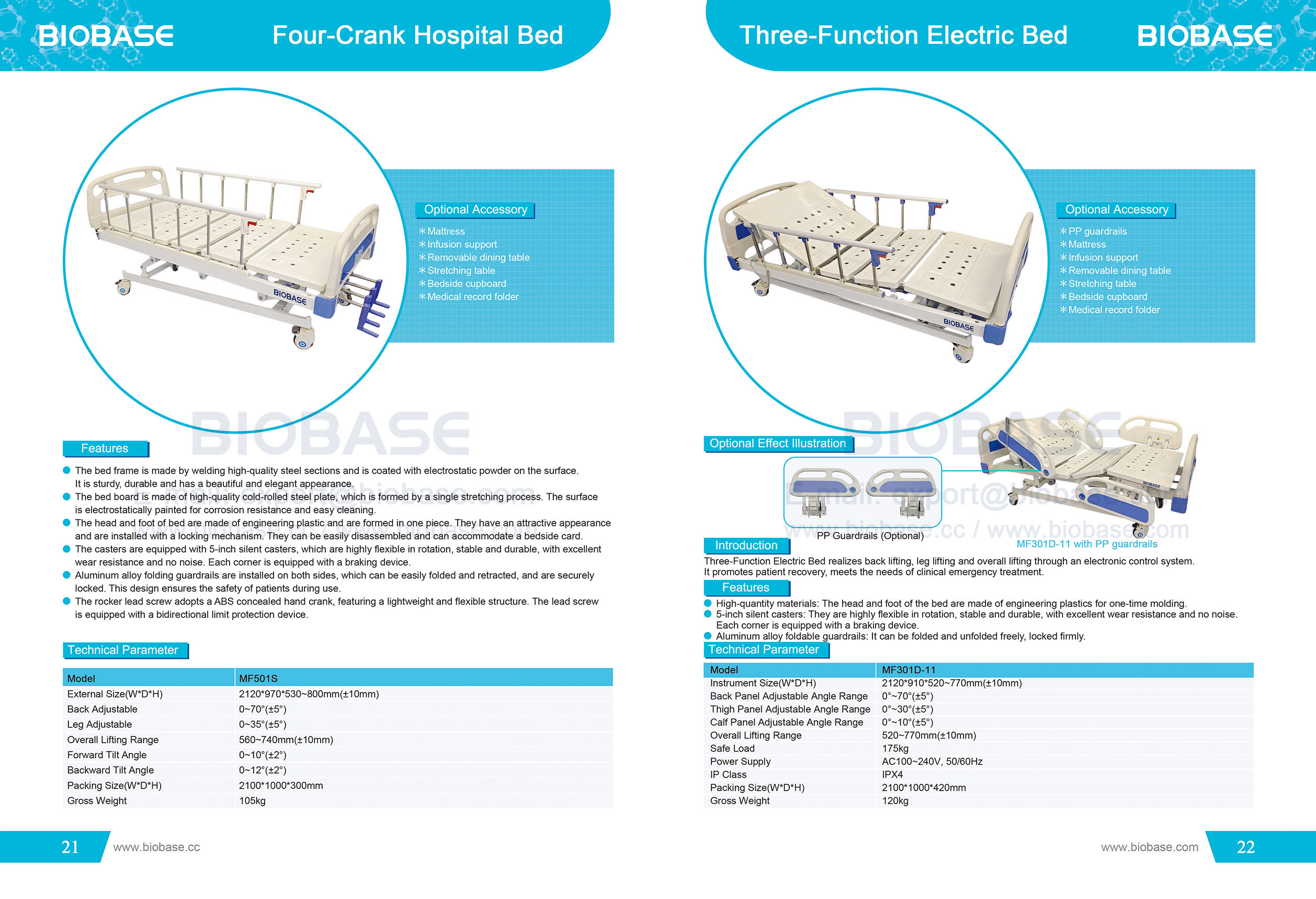 21-22 Four-Crank Hospital Bed MF501S&Three-Function Electric Bed MF301D-11