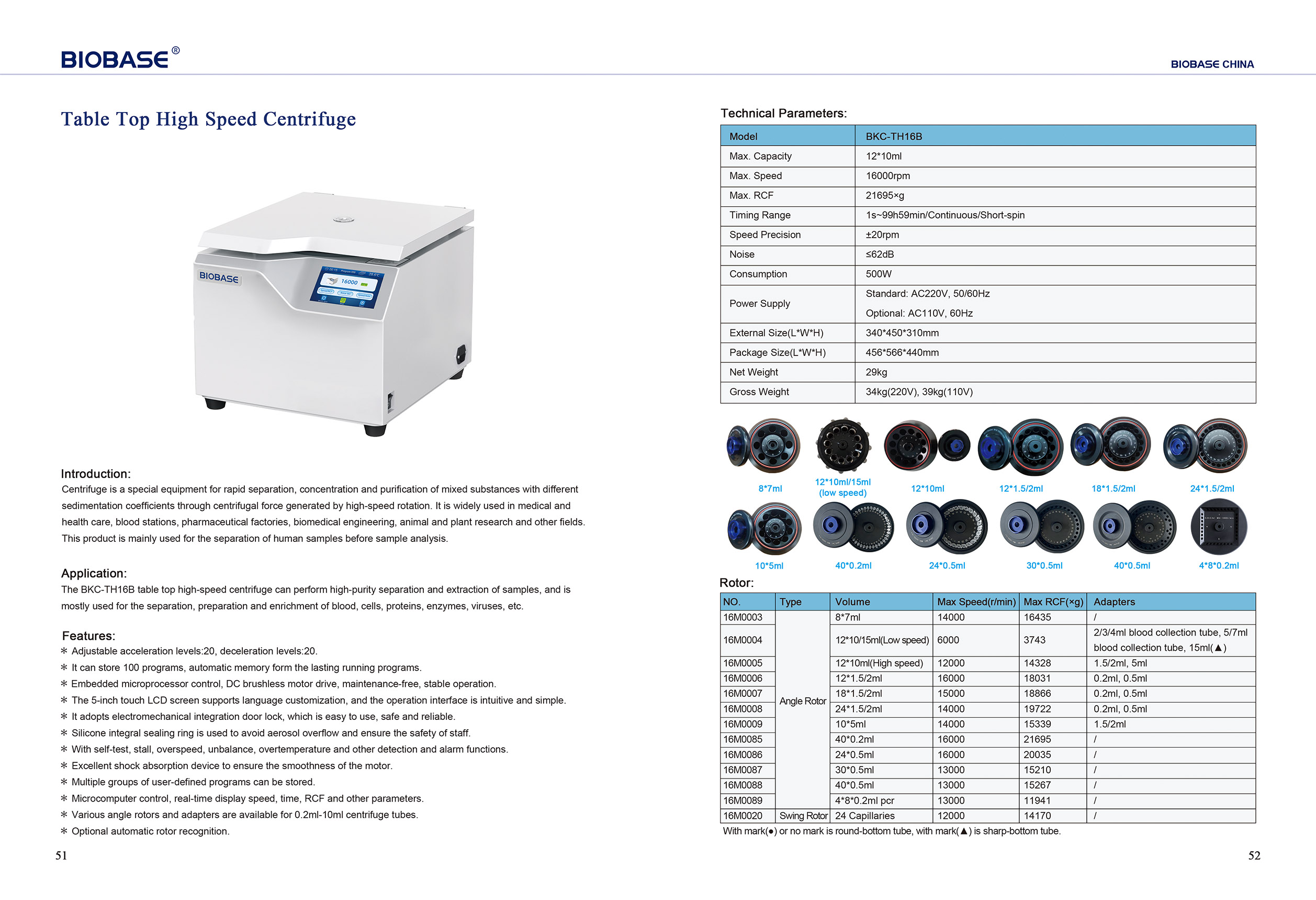 51-52 Table Top High Speed Centrifuge BKC-TH16B