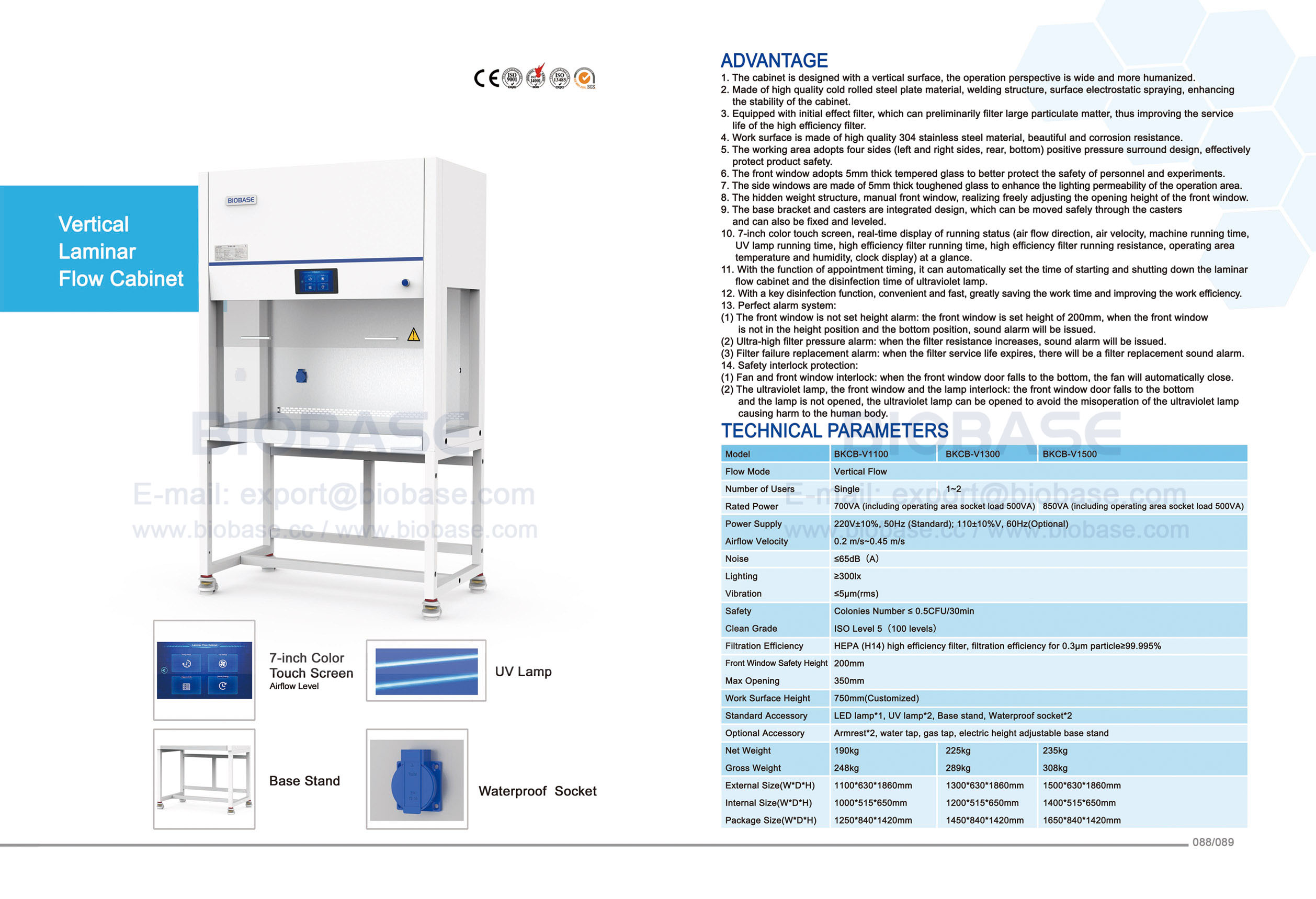 88-89 Vertical Laminar Flow Cabinet BKCB-V1100 BKCB-V1300 BKCB-V1500