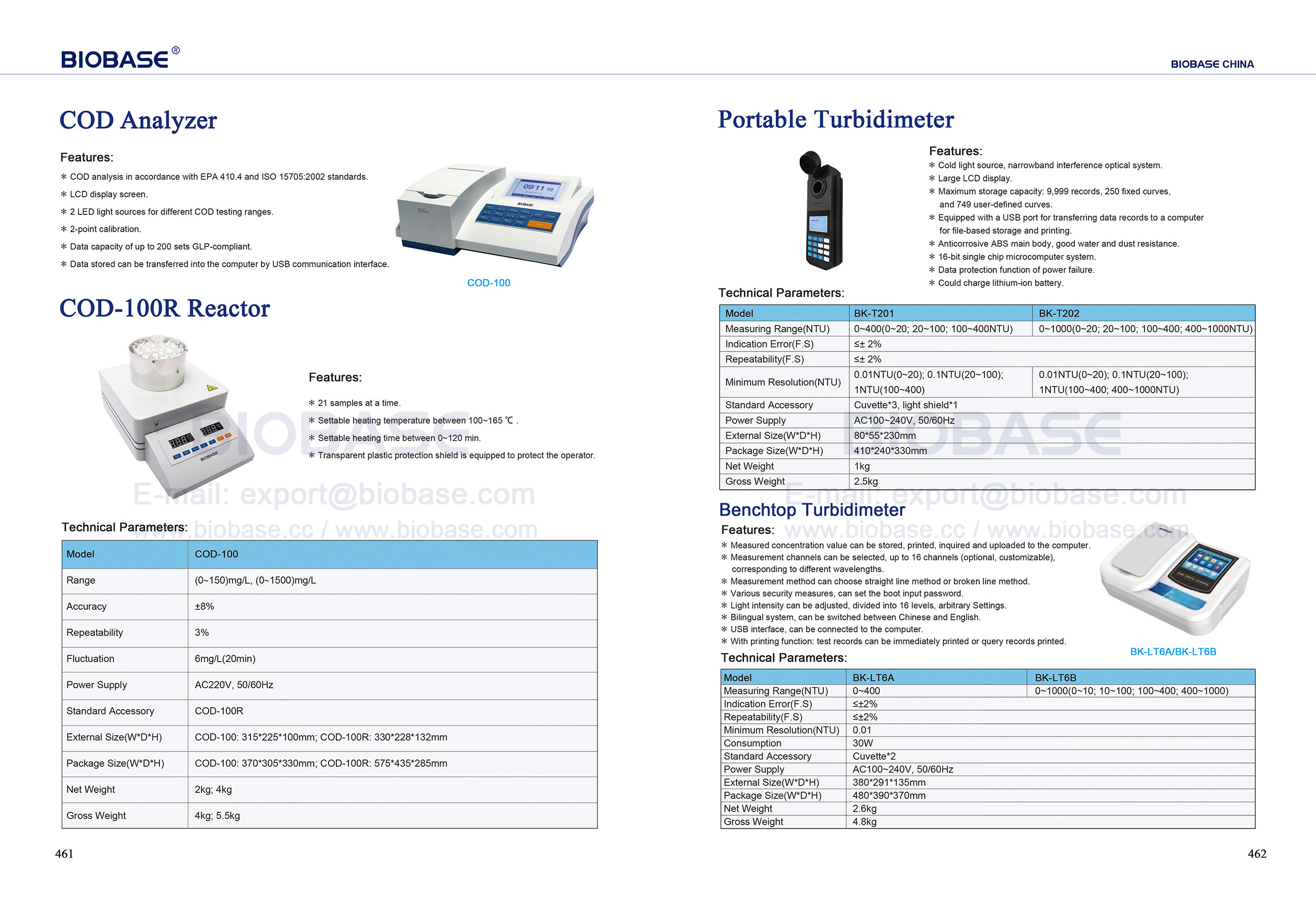 461-462 COD Analyzer & COD-100R Reactor & Portable Turbidimeter