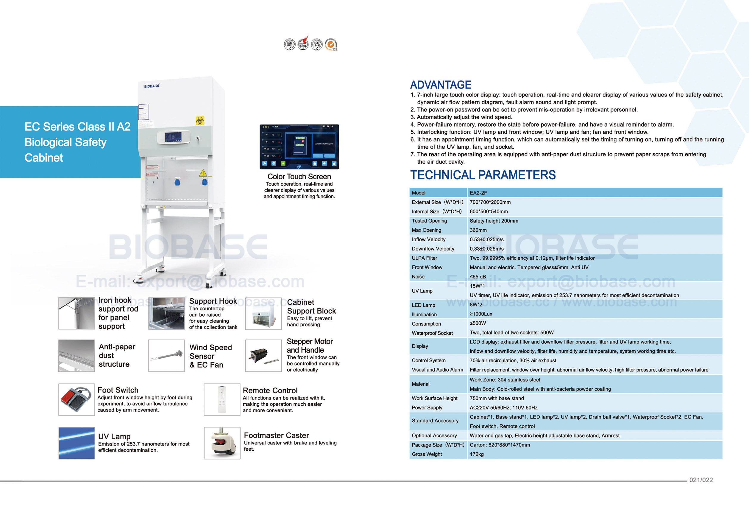 21-22 EC Series Class II A2 Biological Safety Cabinet EA2-2F