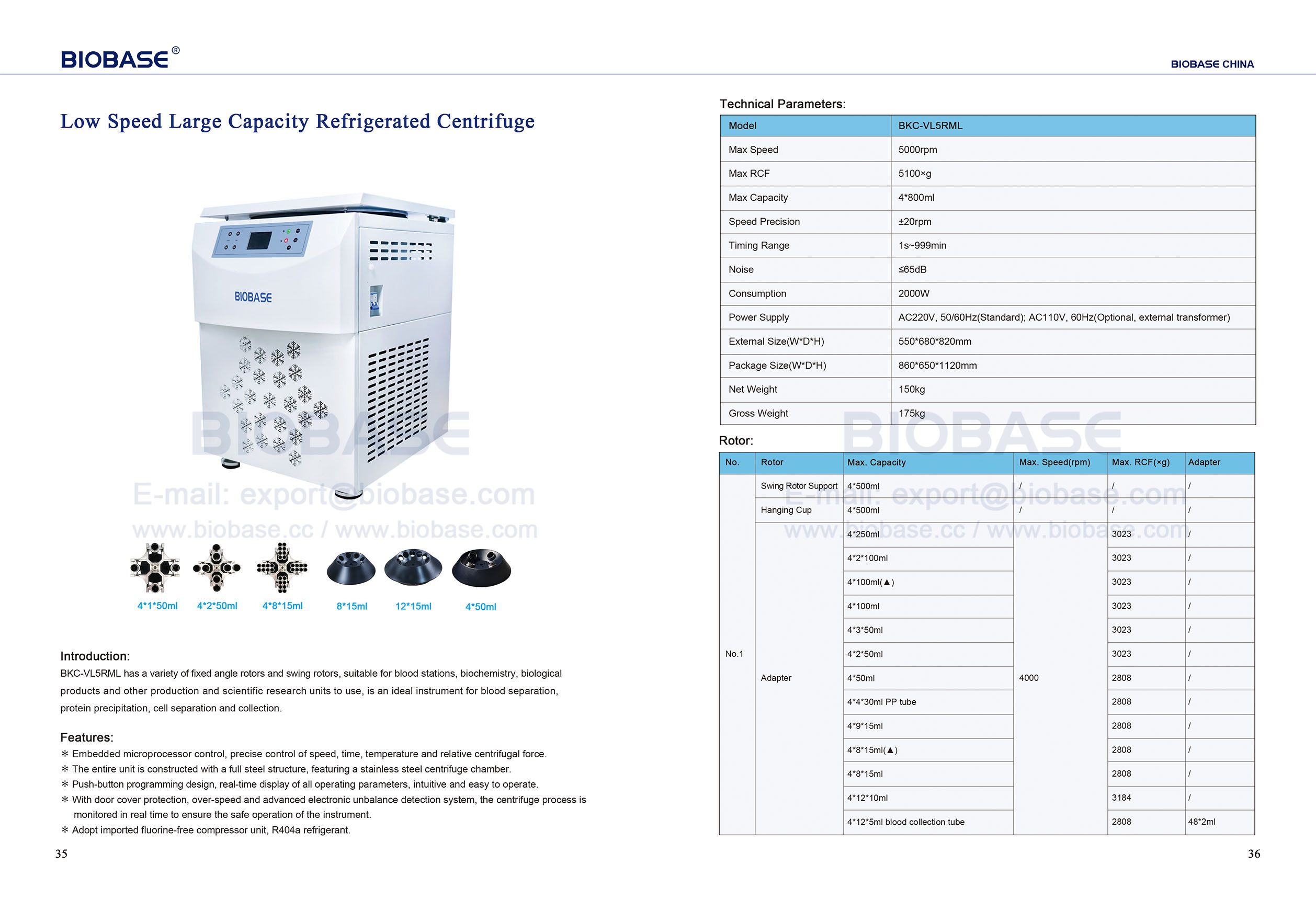 35-36 Low Speed Large Capacity Refrigerated Centrifuge