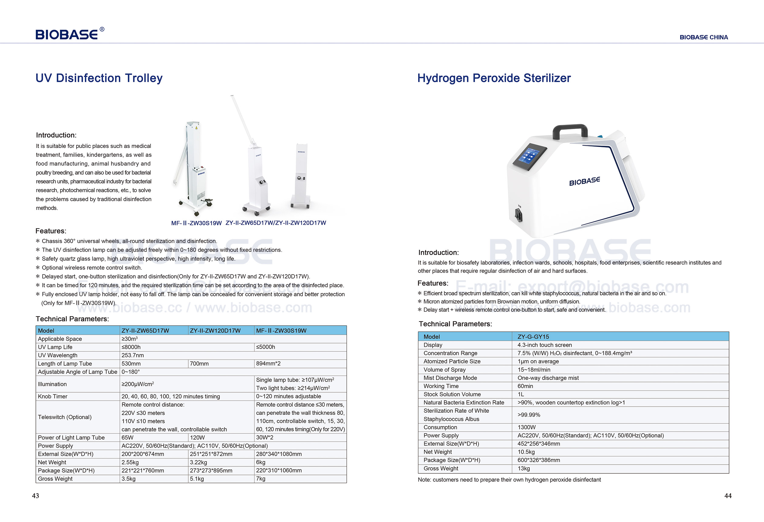 43-44 UV Disinfection Trolley & Hydrogen Peroxide Sterilizer