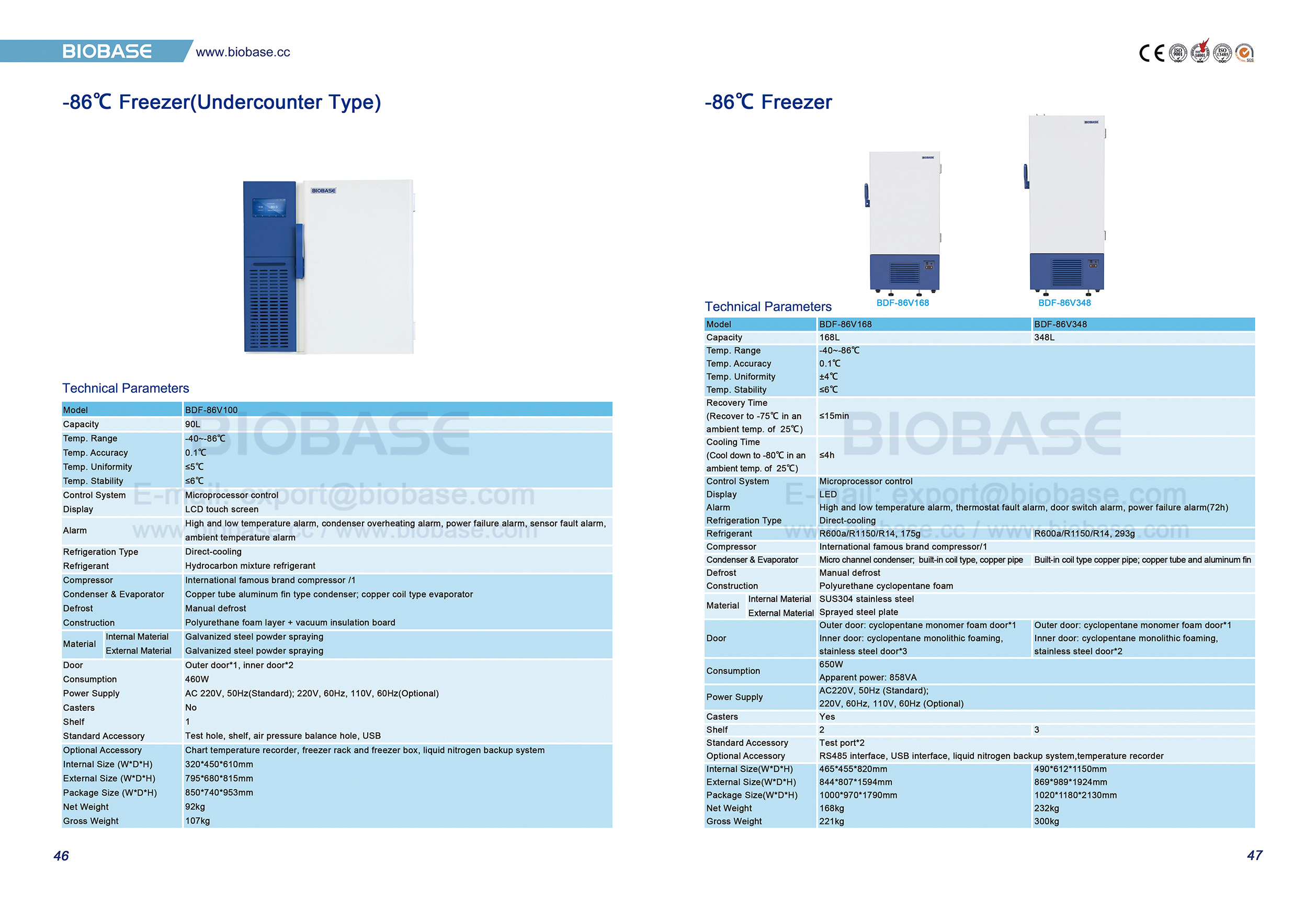 46-47 -86℃ Freezer(Undercounter Type) & -86&deg;C Freezer