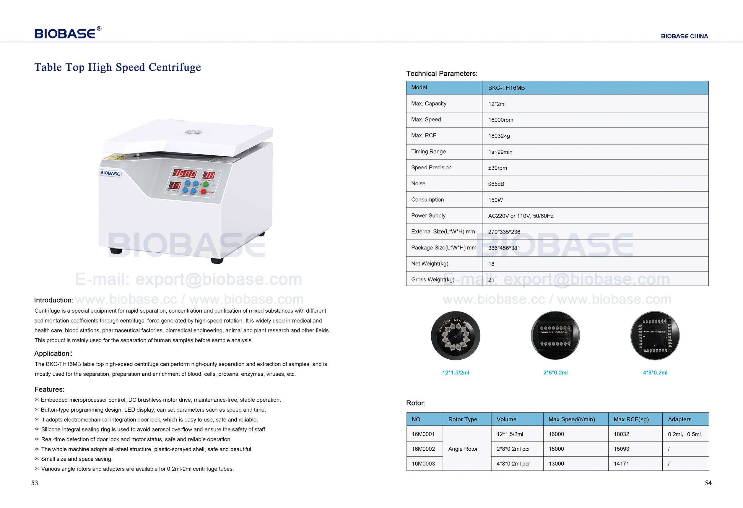 53-54 Table Top High Speed Centrifuge BKC-TH16MB
